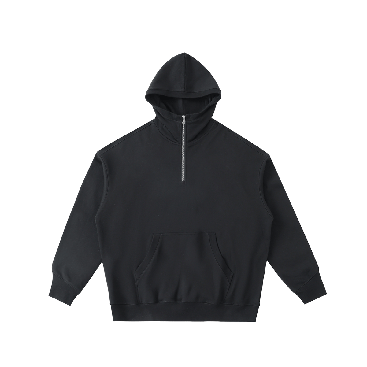 DF Black Big Hood Half-Zip Fleece Hoodie – Dragon Foxx®
