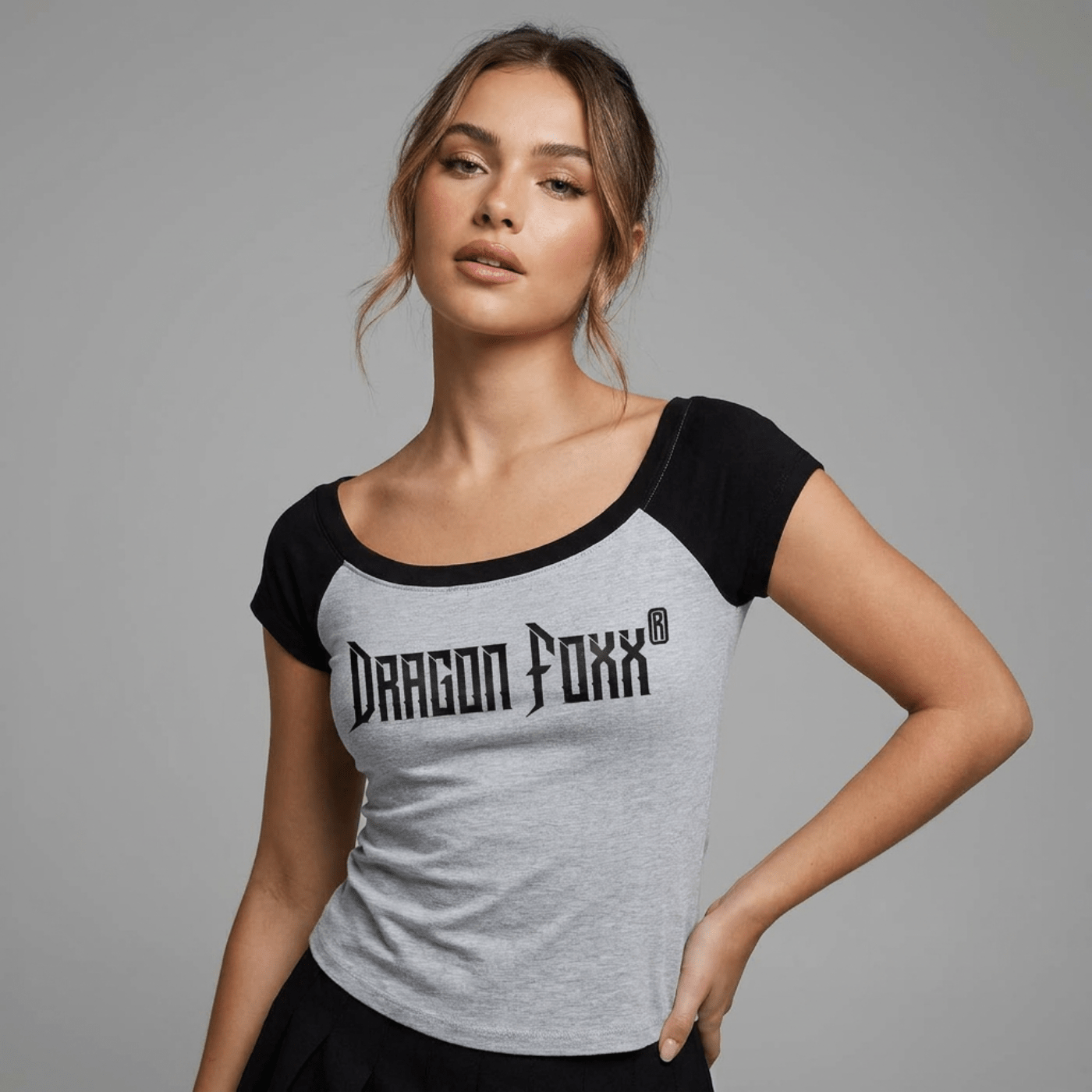 DF Flower Gray with Black Women's Color Block Raglan Baby T-ShirtColor Block Raglan Baby T-ShirtDF Flower Gray with Black Women's Color Block Raglan Baby T-Shirt260507PODAA1654001