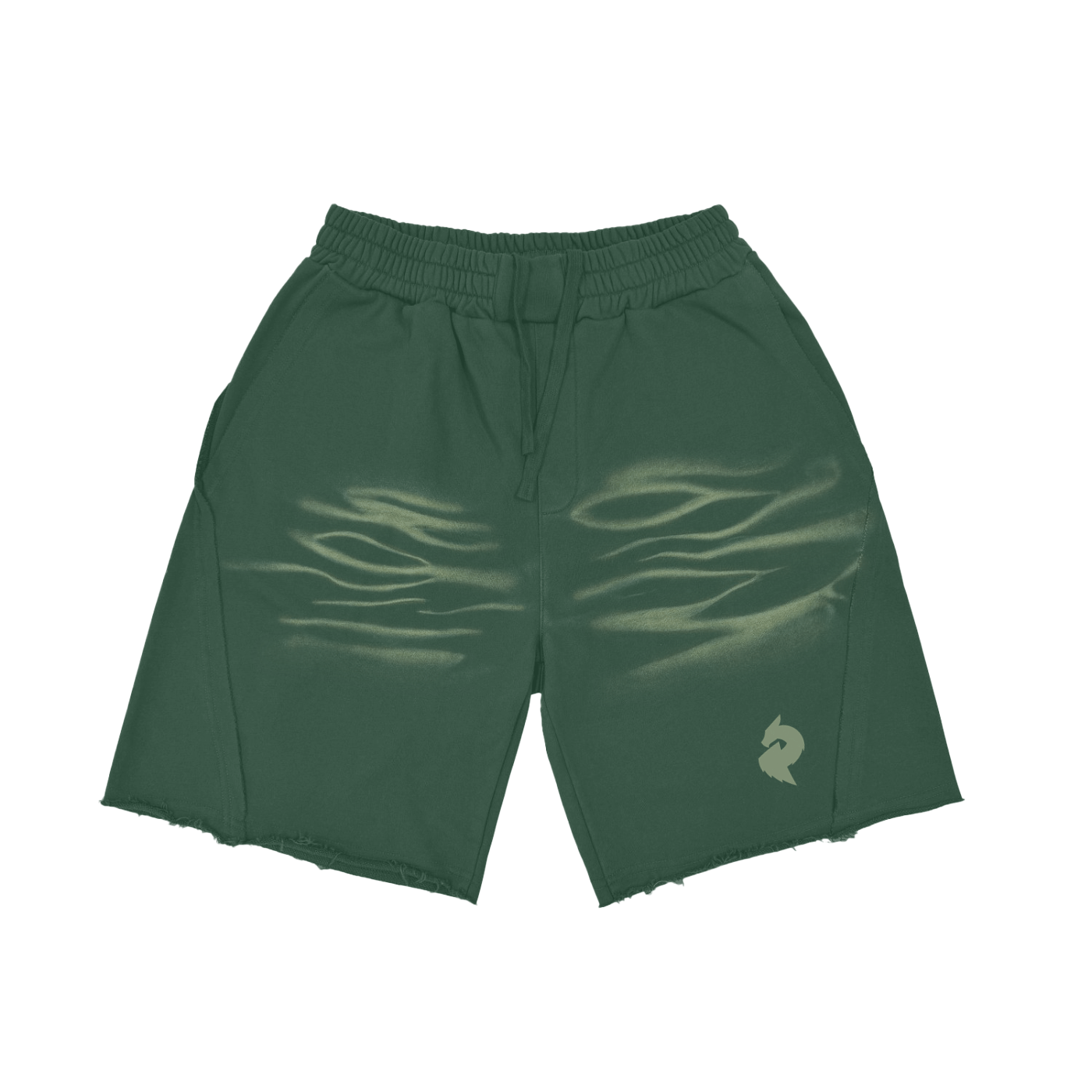 DF Men's Dark Green Heavyweight Vintage Washed Tiger Stripes ShortsMen's Vintage Washed Tiger Stripes ShortsDF Men's Dark Green Heavyweight Vintage Washed Tiger Stripes Shorts250807PODPW0956001
