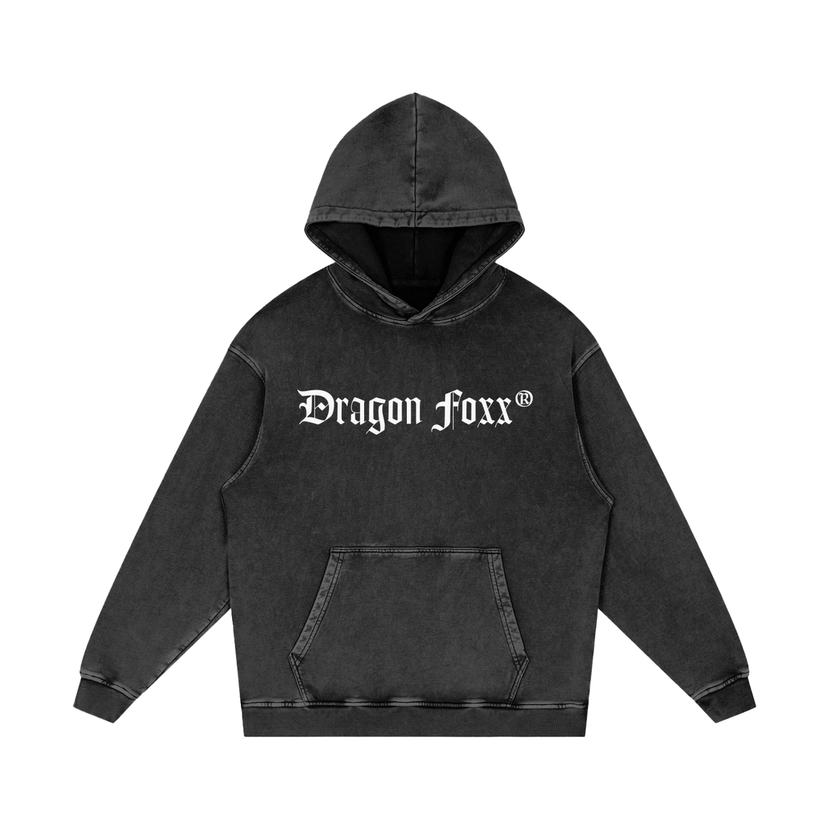 Drakvynth Crest His or Hers Black Acid Wash Oversize Hoodie