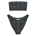 Grey - Teal Plaid Eco Bandeau BikiniEco Bandeau Bikini SetsProduct mockup4380915_22671