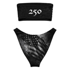 Happy 250 USA Black and White Flag Eco Bandeau BikiniEco Bandeau Bikini SetsProduct mockup8039428_22671
