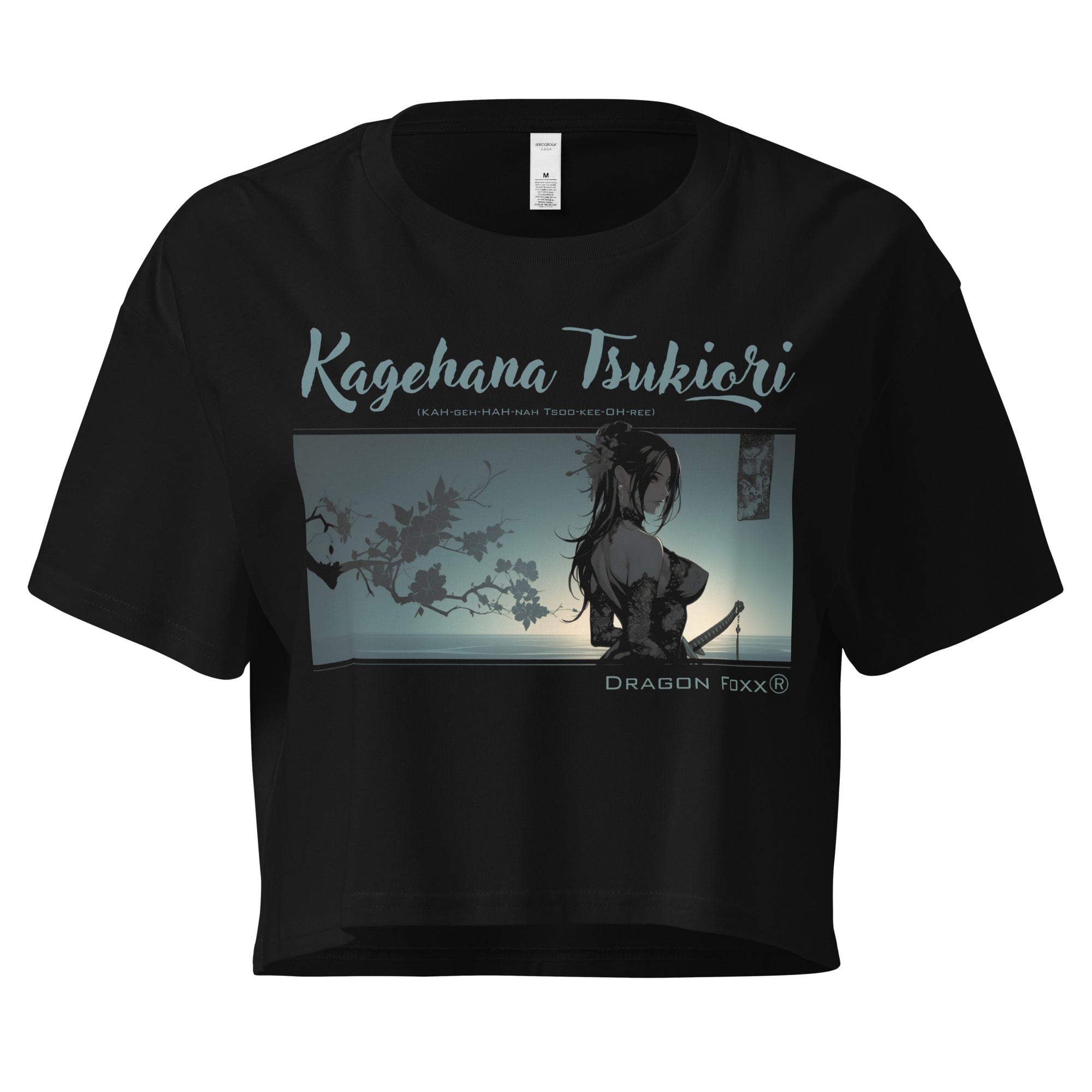 Kagehana Tsukiori Women’s Black Crop TopCrop Top TeeProduct mockup7396559_16094