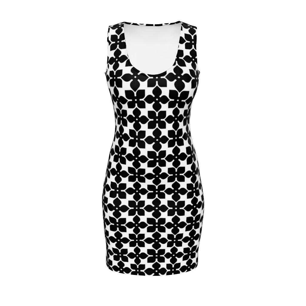Noir Petals - Floral Bodycon Dress