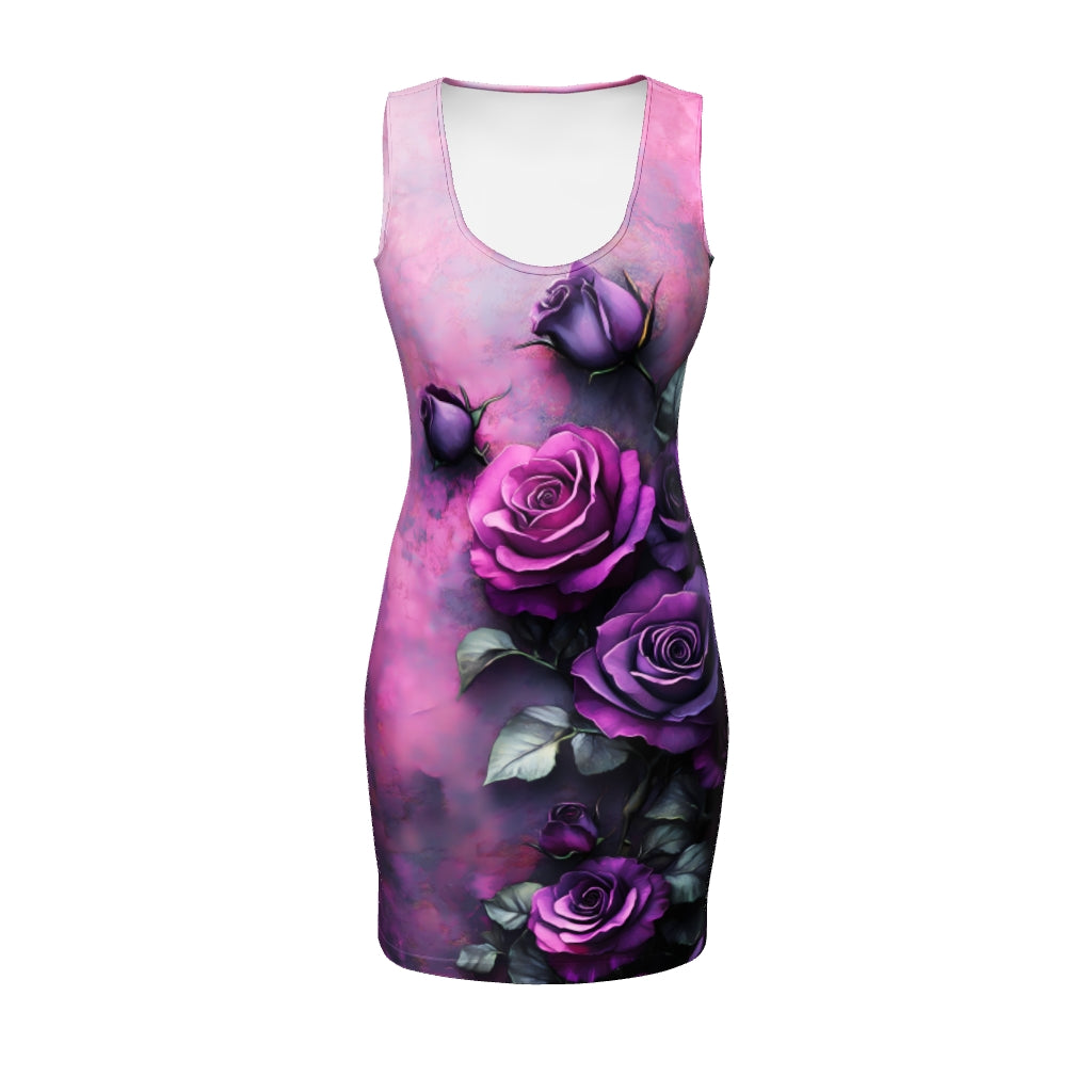 Pasion - Purple Roses Bodycon Dress