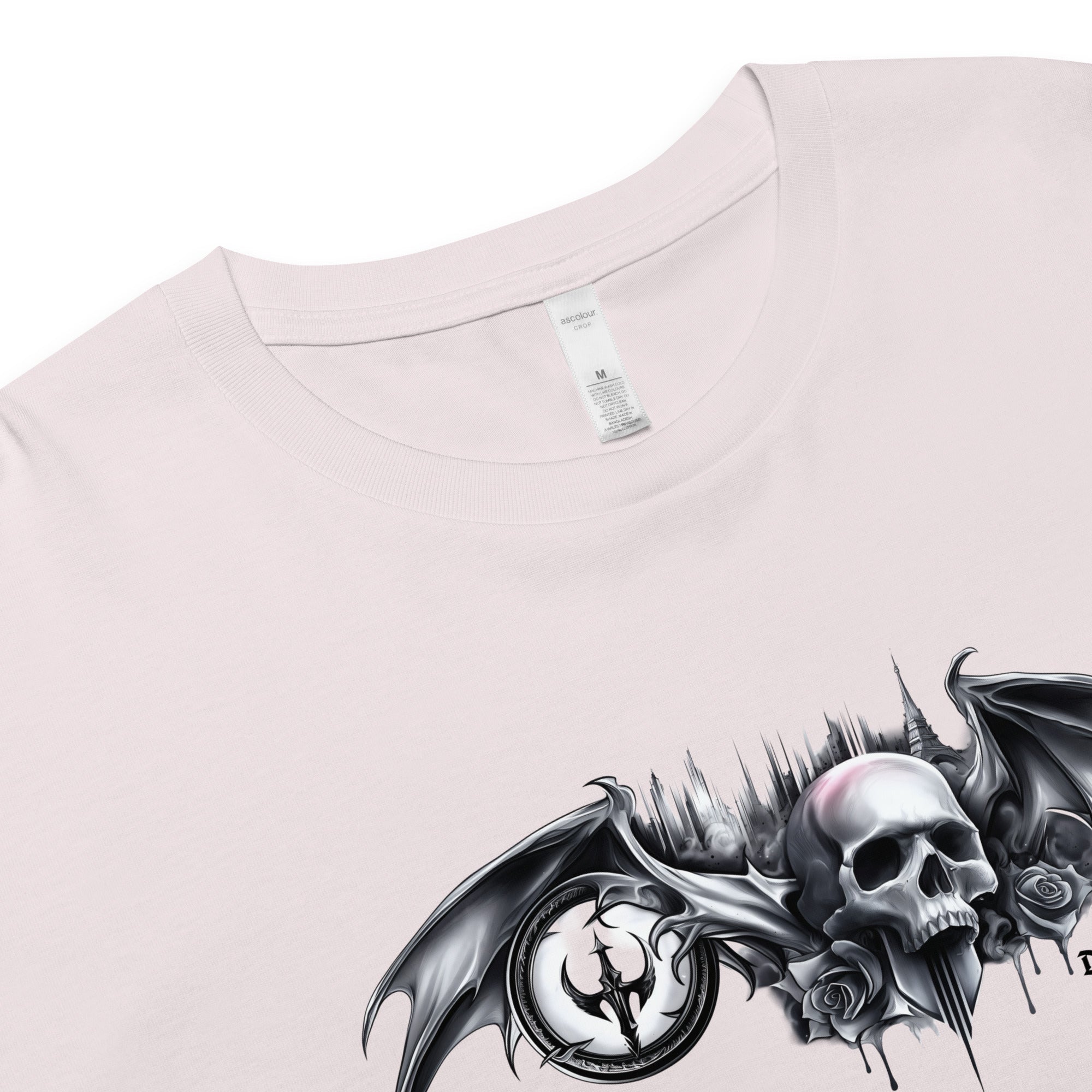 Skullspire Women’s White or Orchid Crop TopCrop Top TeeProduct mockup2214774_16104