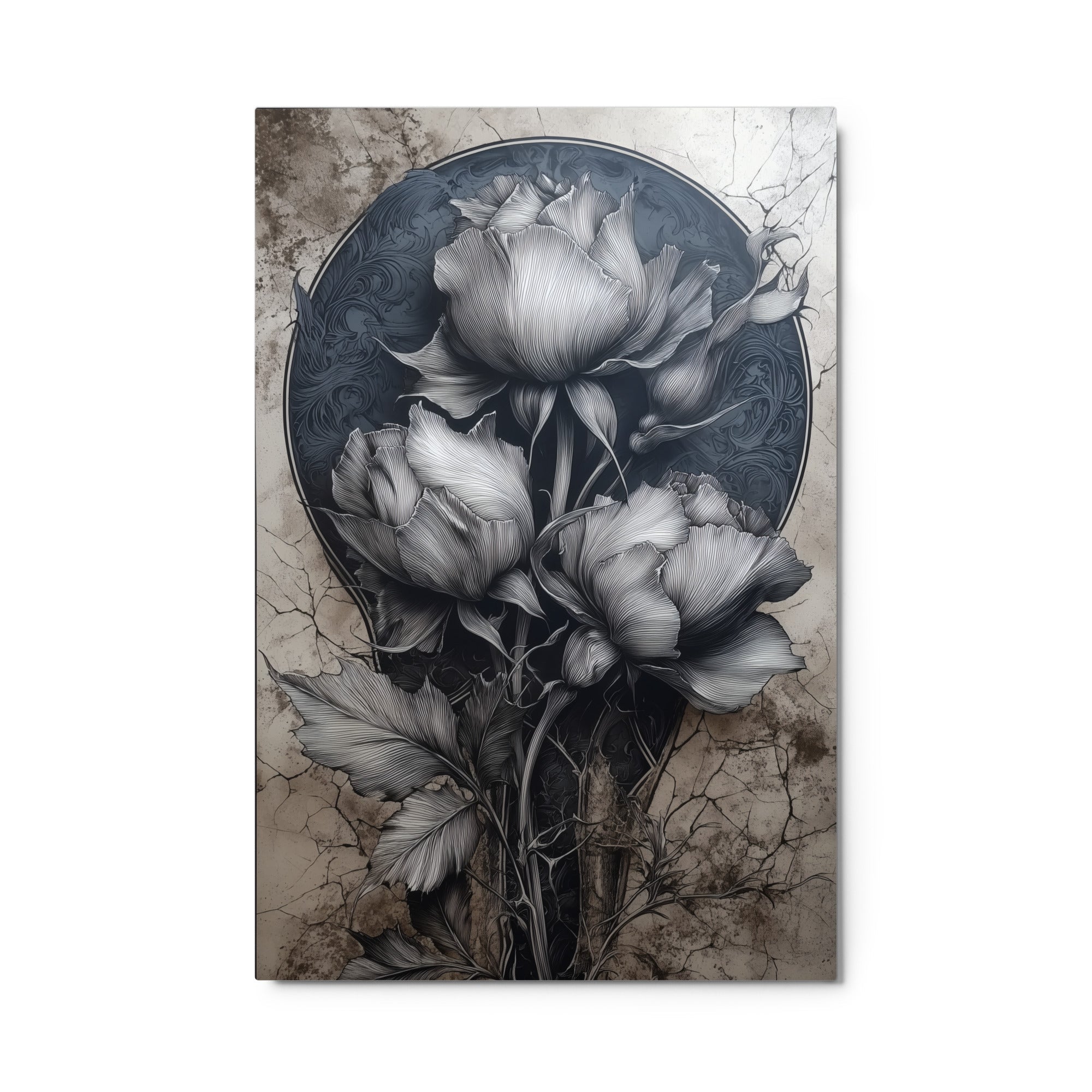 Vintage Cameo Blooms 24 by 36 Metal PrintMetal PrintProduct mockup1527684_15139