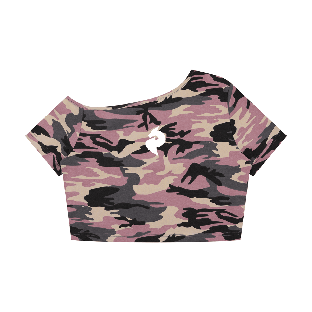 Women's Camo Off-Shoulder Crop T-ShirtCrop Top TeeWomen's Camo Off-Shoulder Crop T-Shirt260805PODAA3362005