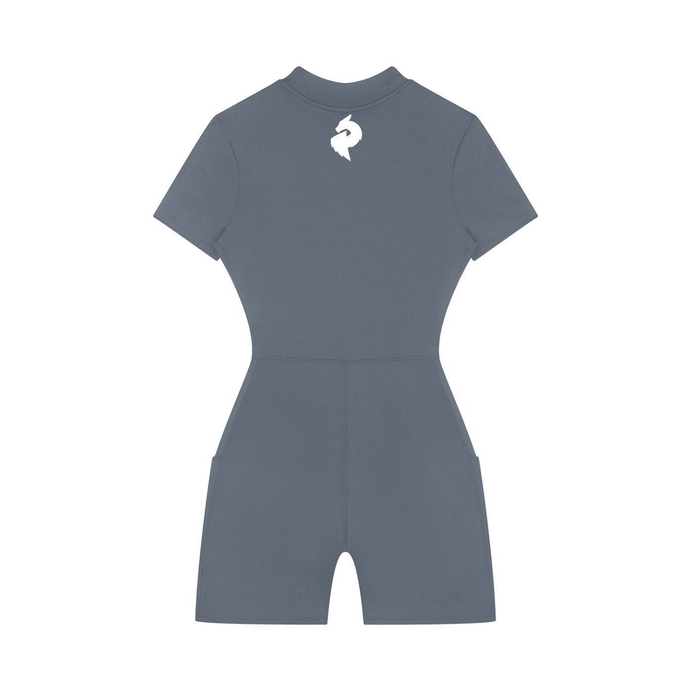 Women's Gray Blue Quarter-Zip Short Sleeve RomperRomperWomen's Gray Blue Quarter-Zip Short Sleeve Romper260617PODAG2706001