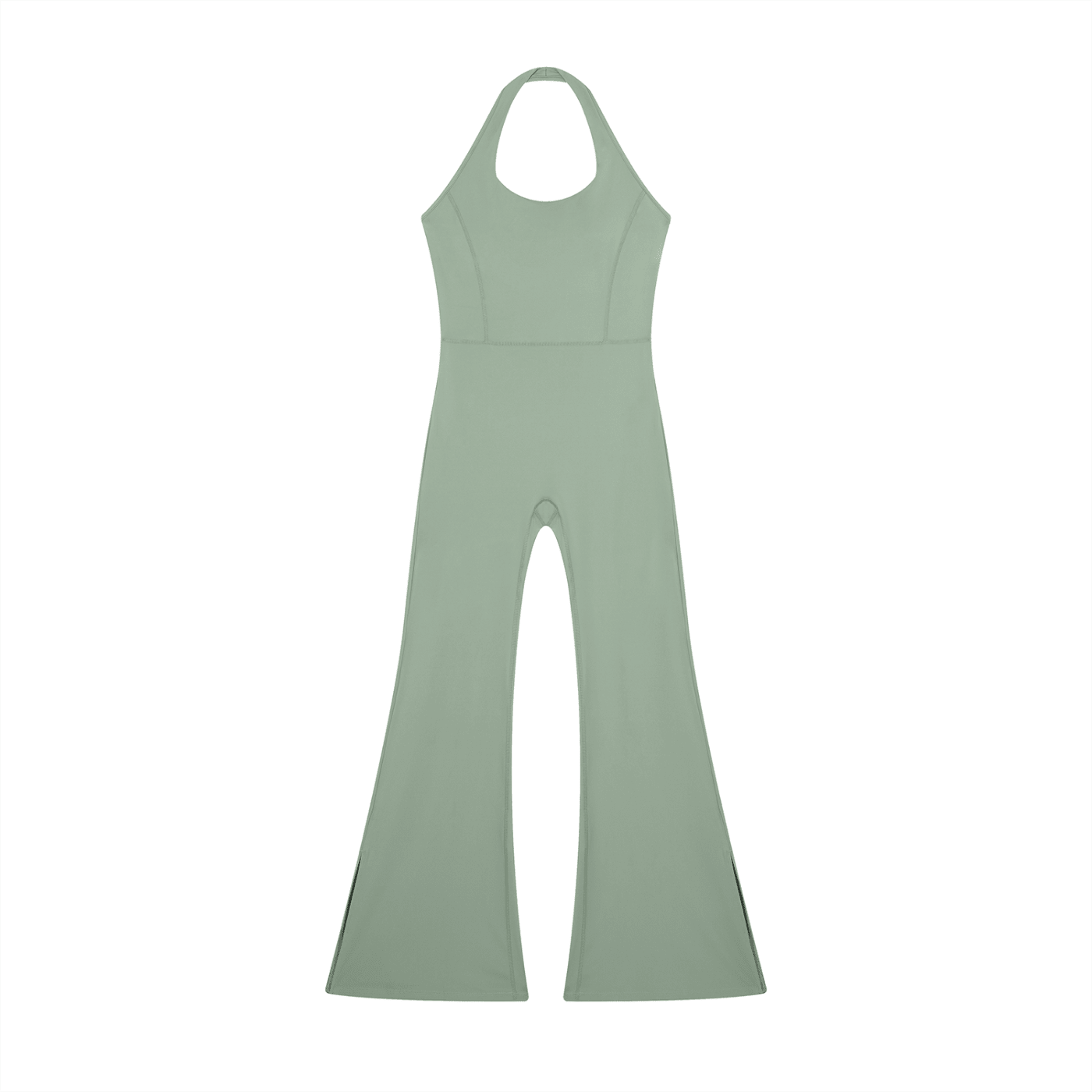 Women’s Gray Green Halter Flared JumpsuitHalter Flared JumpsuitWomen’s Gray Green Halter Flared Jumpsuit260607PODAG1786001