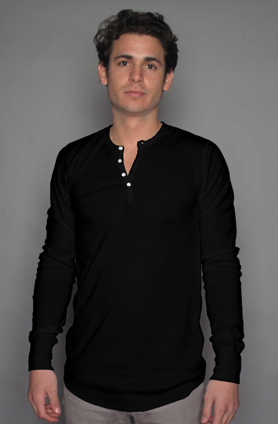 Dragon Foxx™ Men's Black Long Sleeve HenleyBlack Long Sleeve HenleyDragon Foxx™ Black Long Sleeve HenleyAPQ - 4373108S6A0