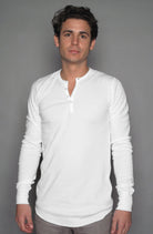 Dragon Foxx™ Men's White Long Sleeve HenleyMen's Long Sleeve T-shirtDragon Foxx™ Men's White long sleeve henleyAPQ - 4372935S6A0