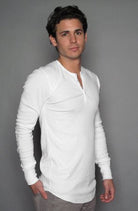 Dragon Foxx™ Men's White Long Sleeve HenleyMen's Long Sleeve T-shirtAPQ - 4372935S6A0