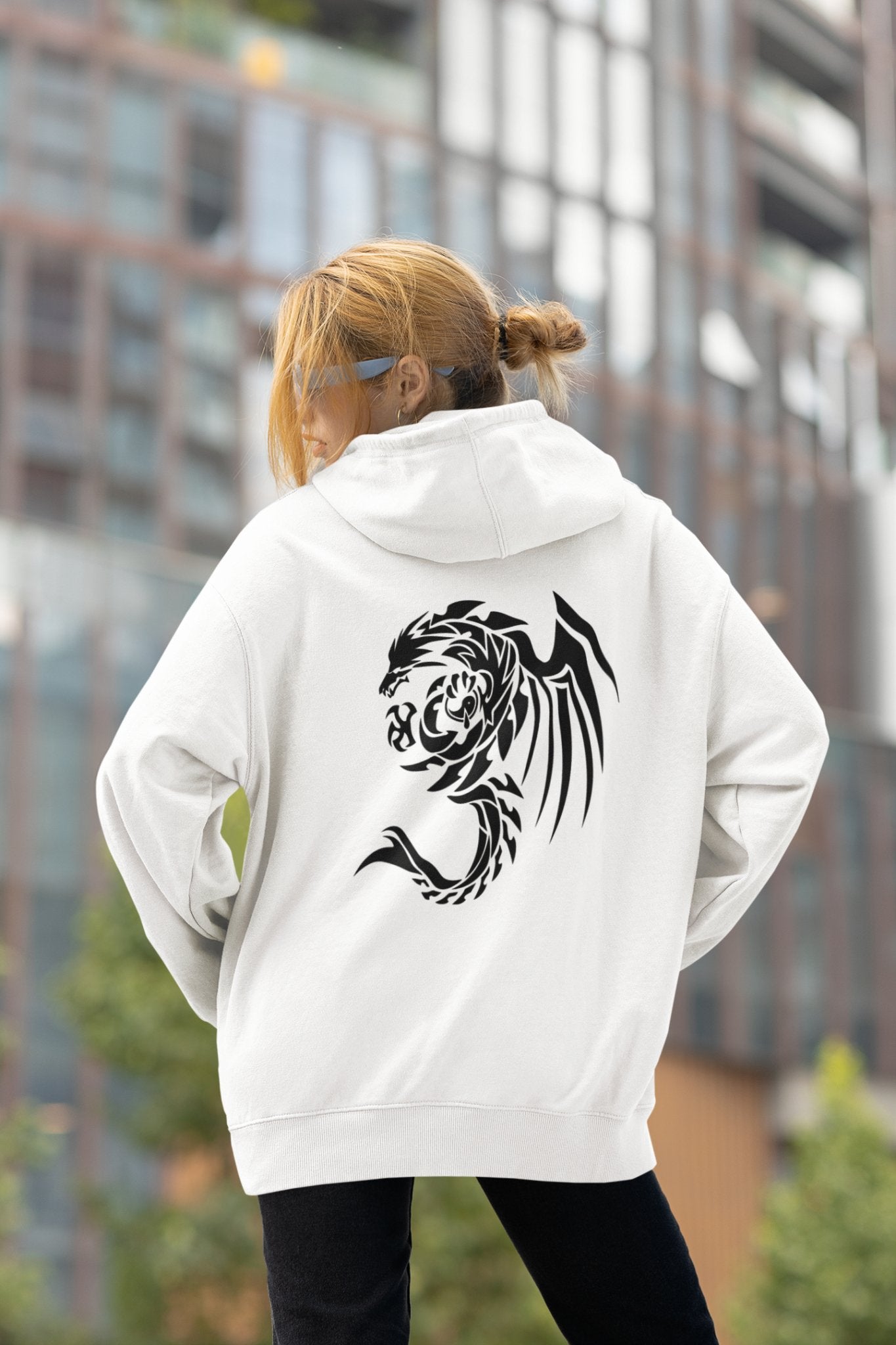 Dragon Foxx™ Tribal Dragon White Pullover HoodieDragon Foxx™ HoodieAPQ - 4405495S5A1