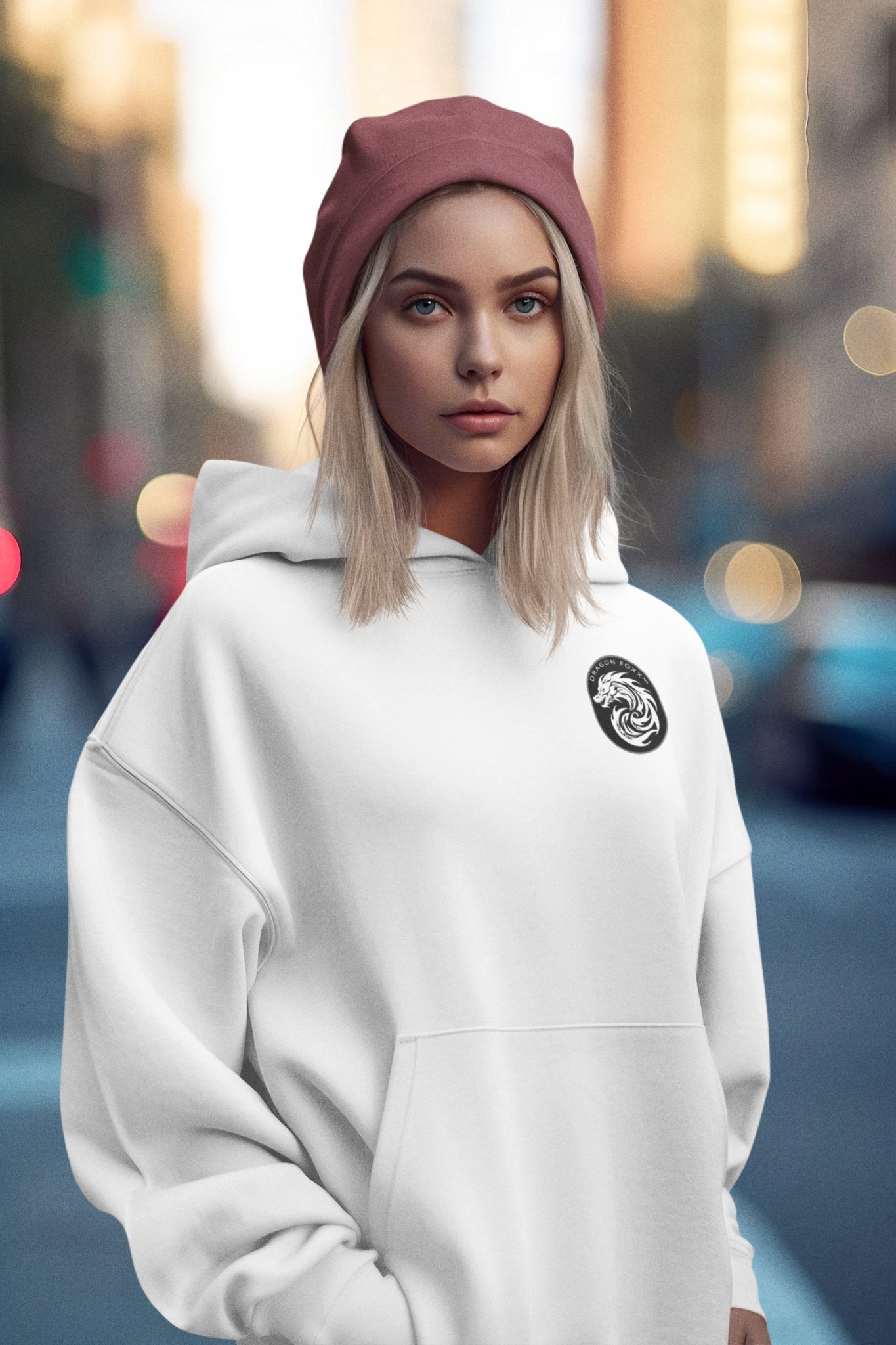 Dragon Foxx™ Tribal Dragon White Pullover HoodieDragon Foxx™ HoodieAPQ - 4405495S5A1