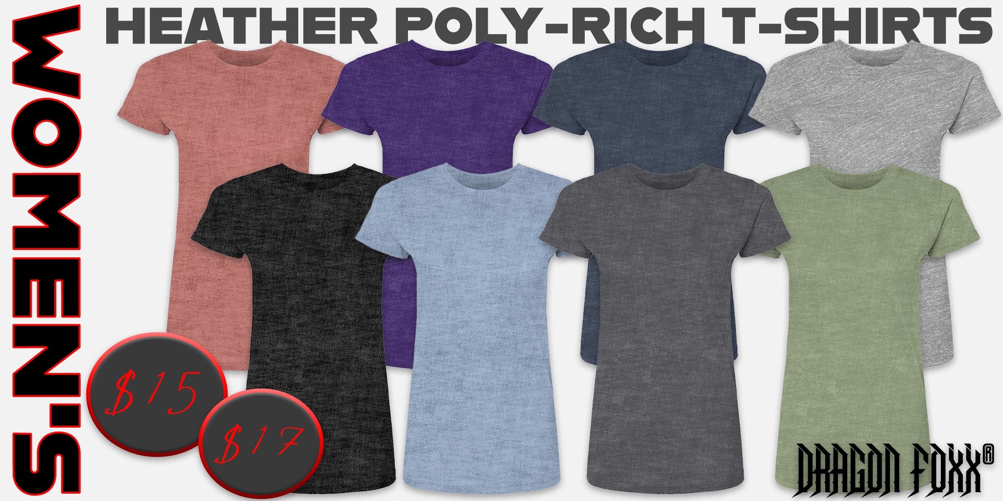 Women's Heather Poly-Rich T-Shirts - Dragon Foxx®