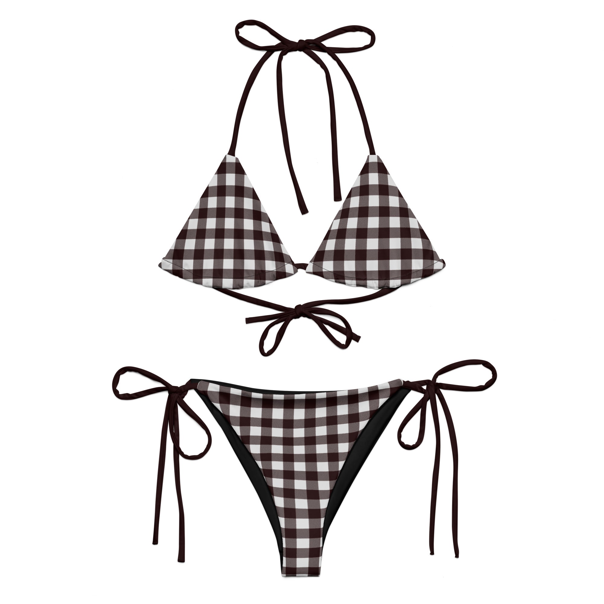 Black and White Plaid Eco String BikiniEco - String Bikini SetProduct mockup3290692_16553