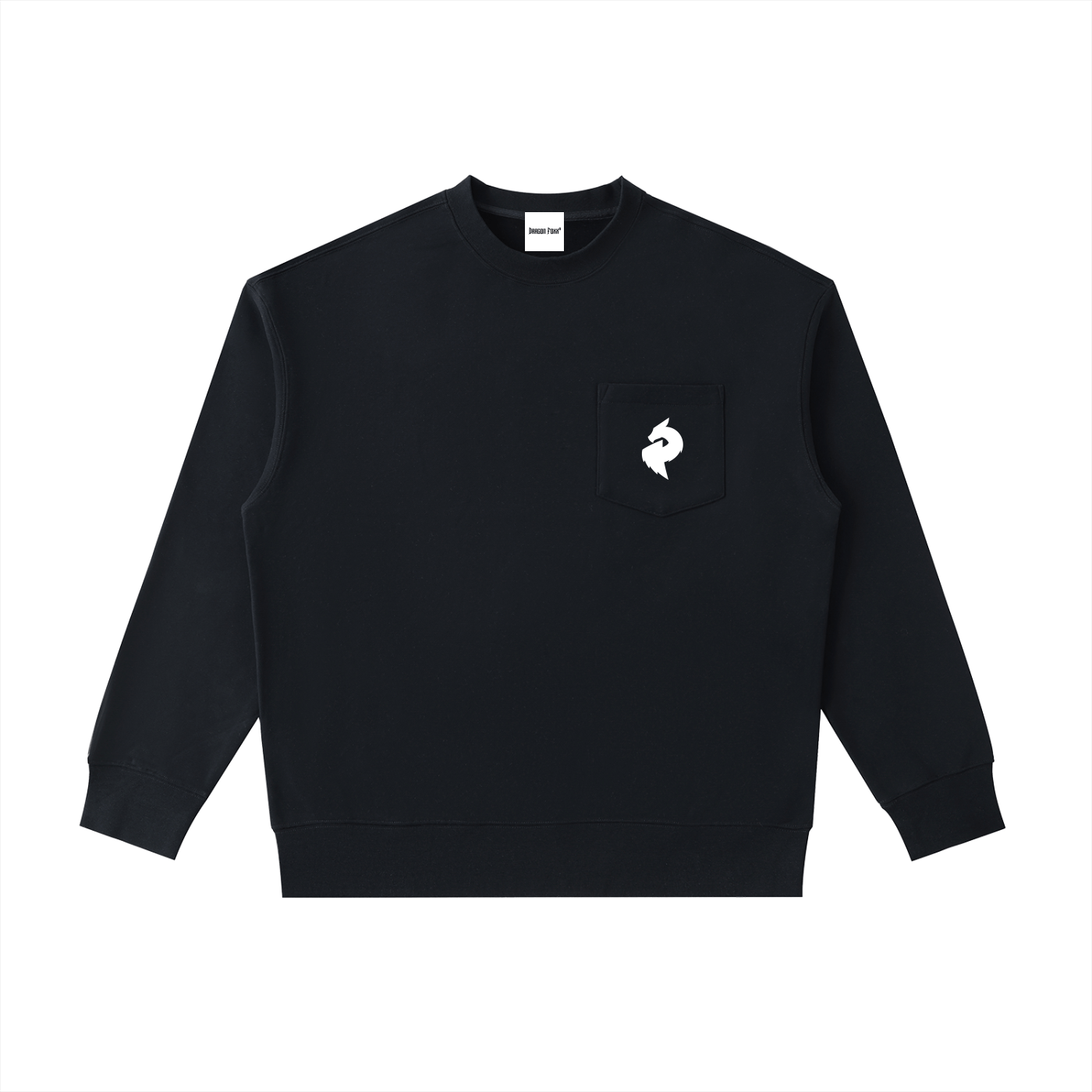 Black Heavyweight Patch Pocket Crewneck SweatshirtHeavyweight Patch Pocket Crewneck SweatshirtBlack Heavyweight Patch Pocket Crewneck Sweatshirt251017PODRA0074001