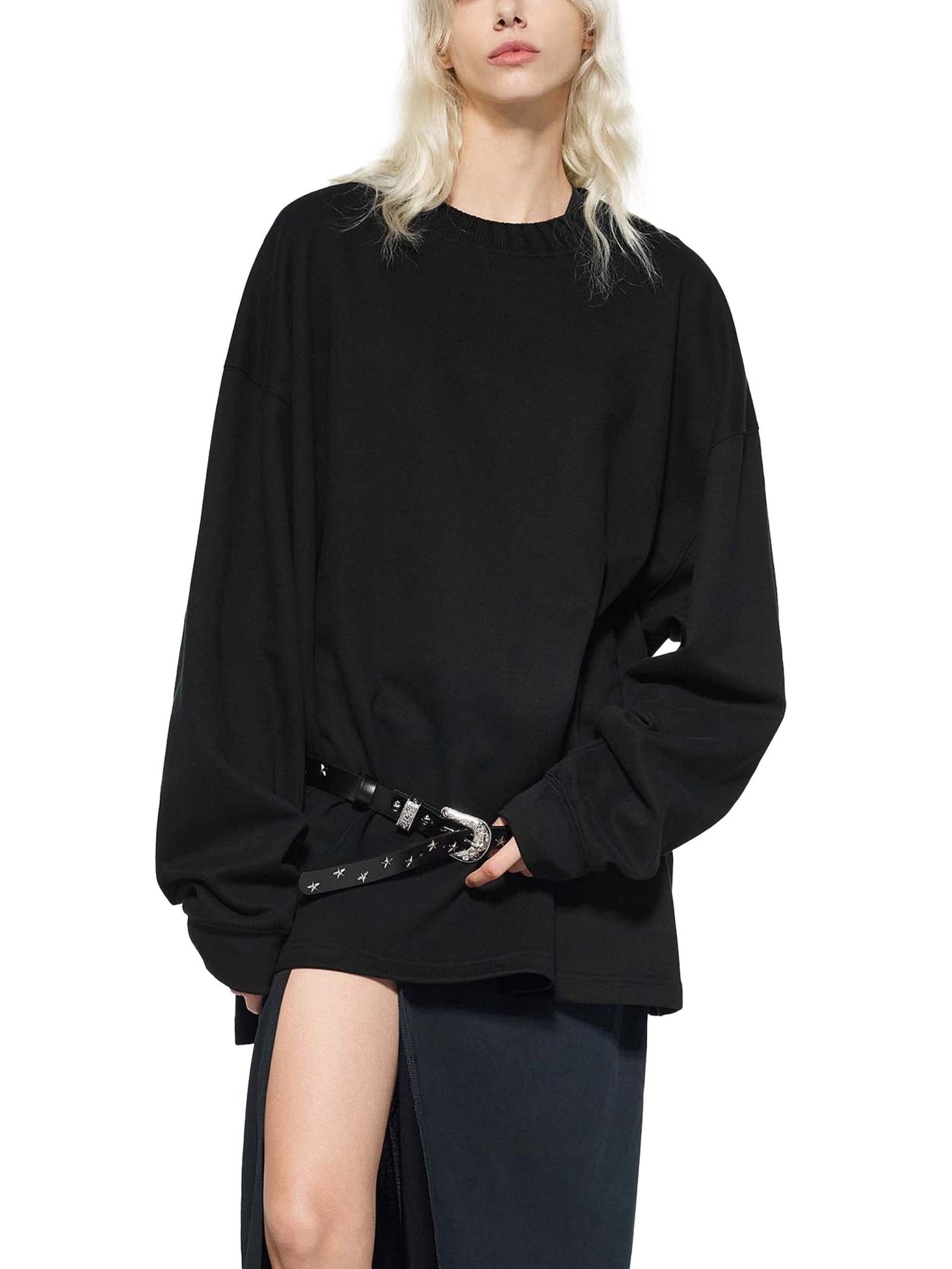 Black Knitted Round Neck Oversize SweatshirtKnitted Round Neck Oversize SweatshirtBlack Knitted Round Neck Oversize Sweatshirt251012PODRA1060001
