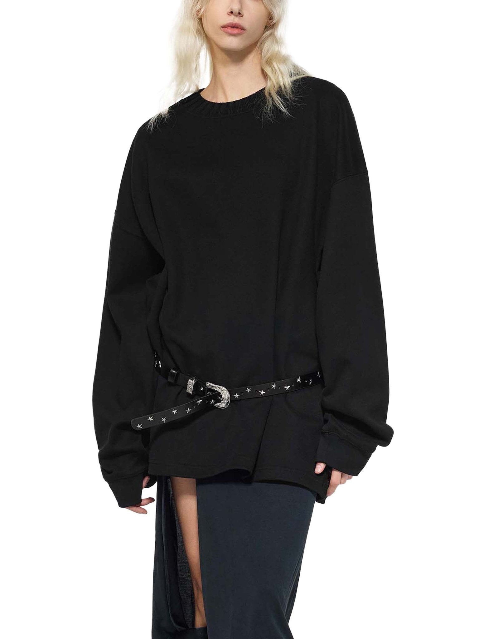 Black Knitted Round Neck Oversize SweatshirtKnitted Round Neck Oversize SweatshirtBlack Knitted Round Neck Oversize Sweatshirt251012PODRA1060001