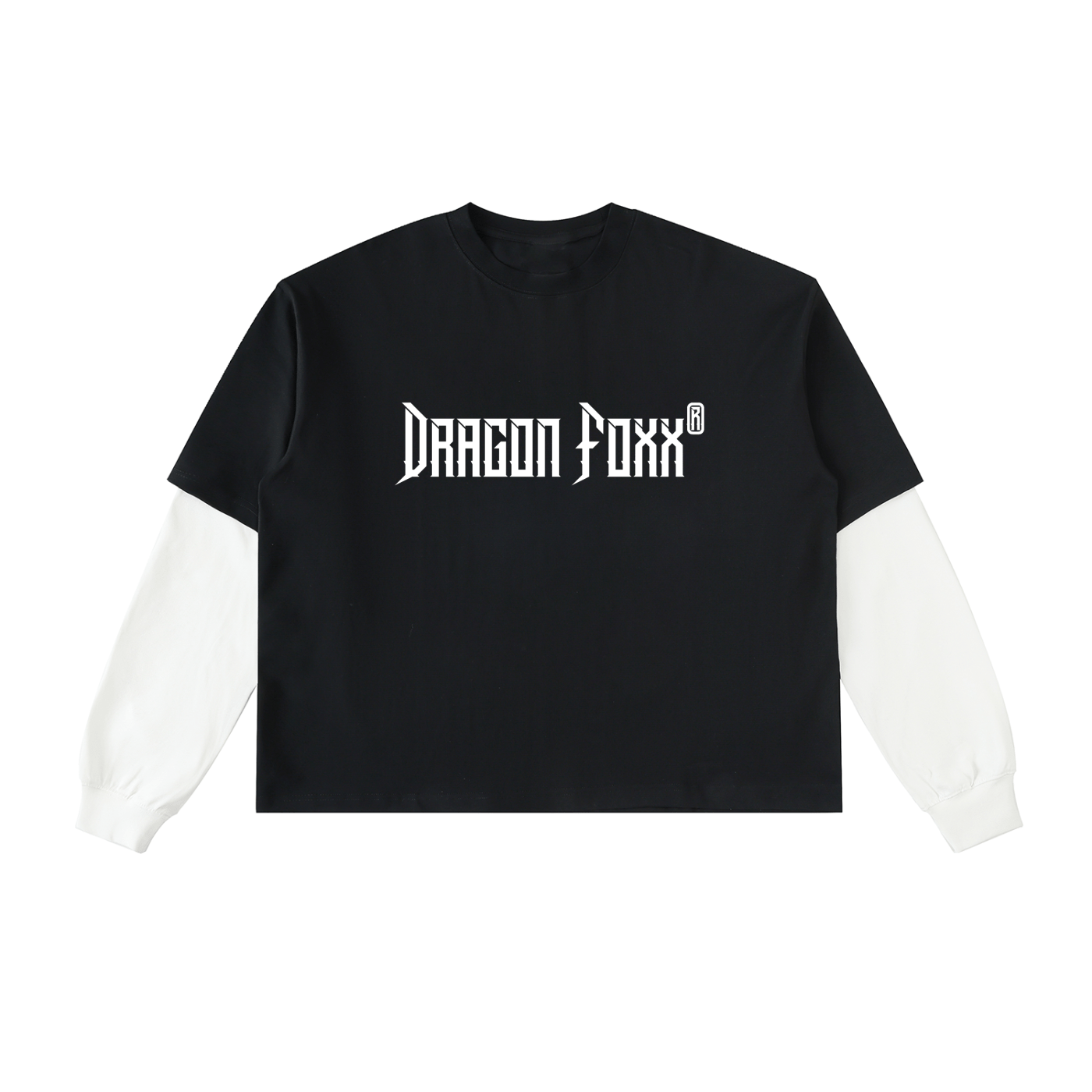 Black with White Layered Contrast Sleeve Cotton T-ShirtLayered Contrast Sleeve Cotton T-ShirtBlack with White Layered Contrast Sleeve Cotton T-Shirt251010PODPR1155001