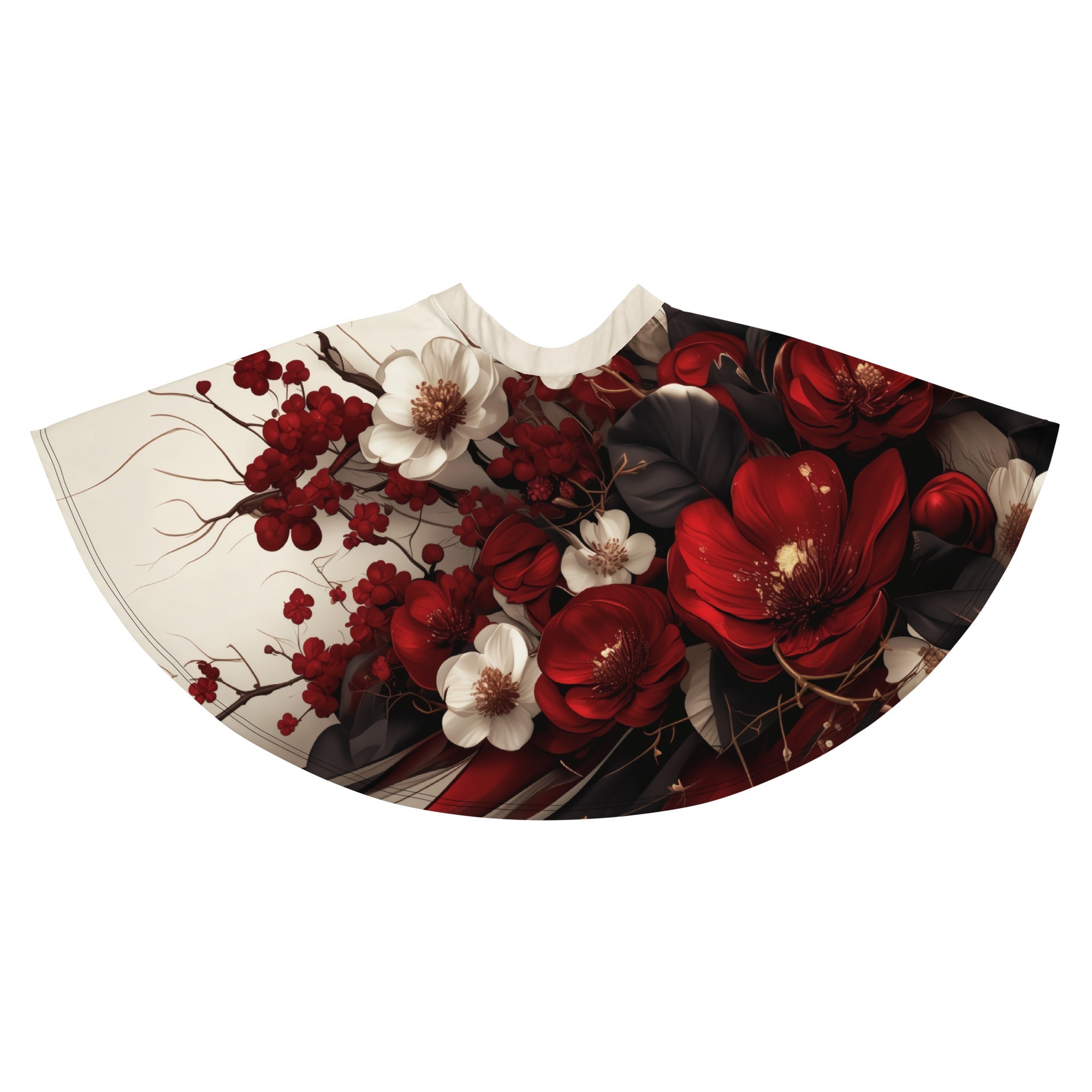 Crimson Porcelain Bloom Skater SkirtSkater SkirtProduct mockup9104460_9606