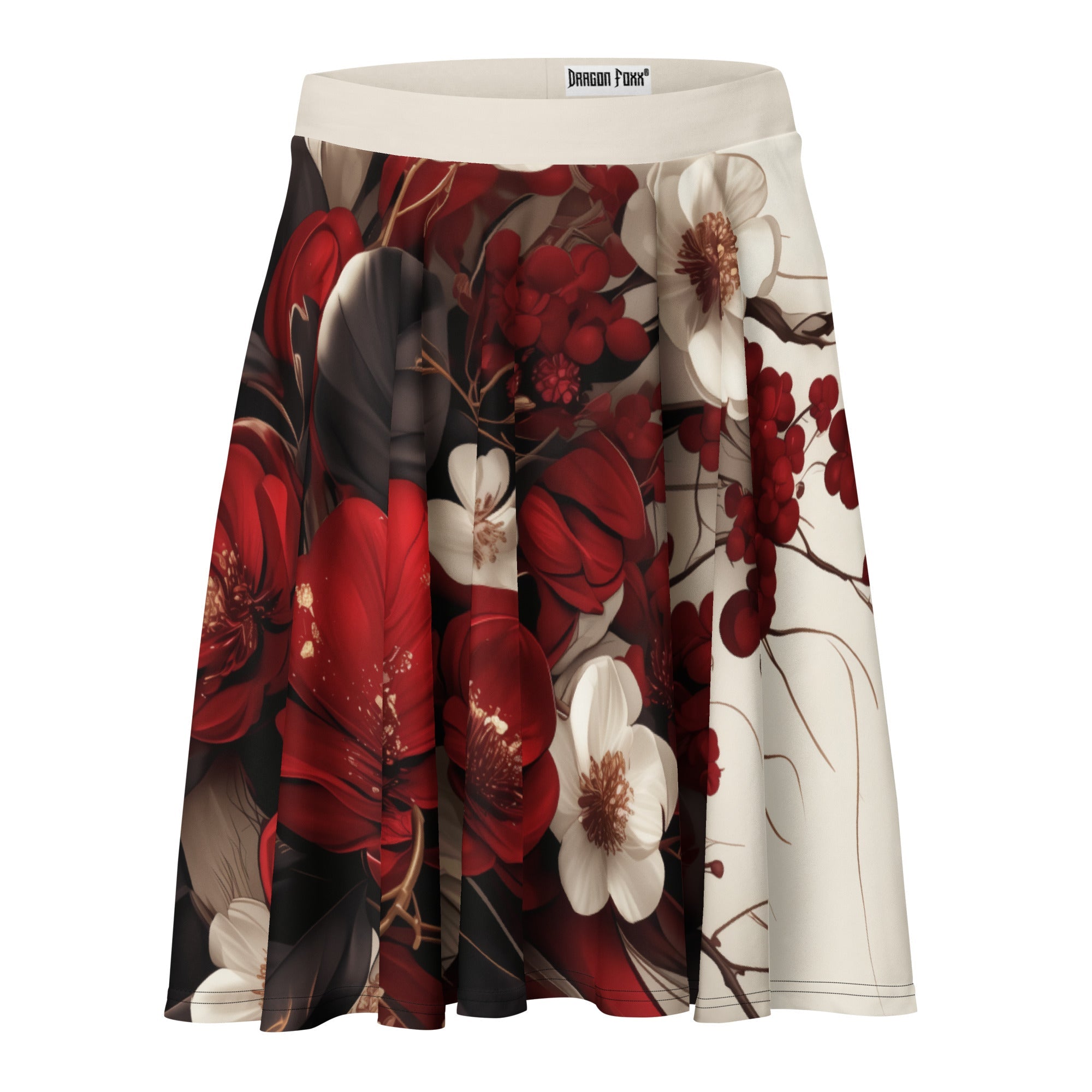 Crimson Porcelain Bloom Skater SkirtSkater SkirtProduct mockup9104460_9606