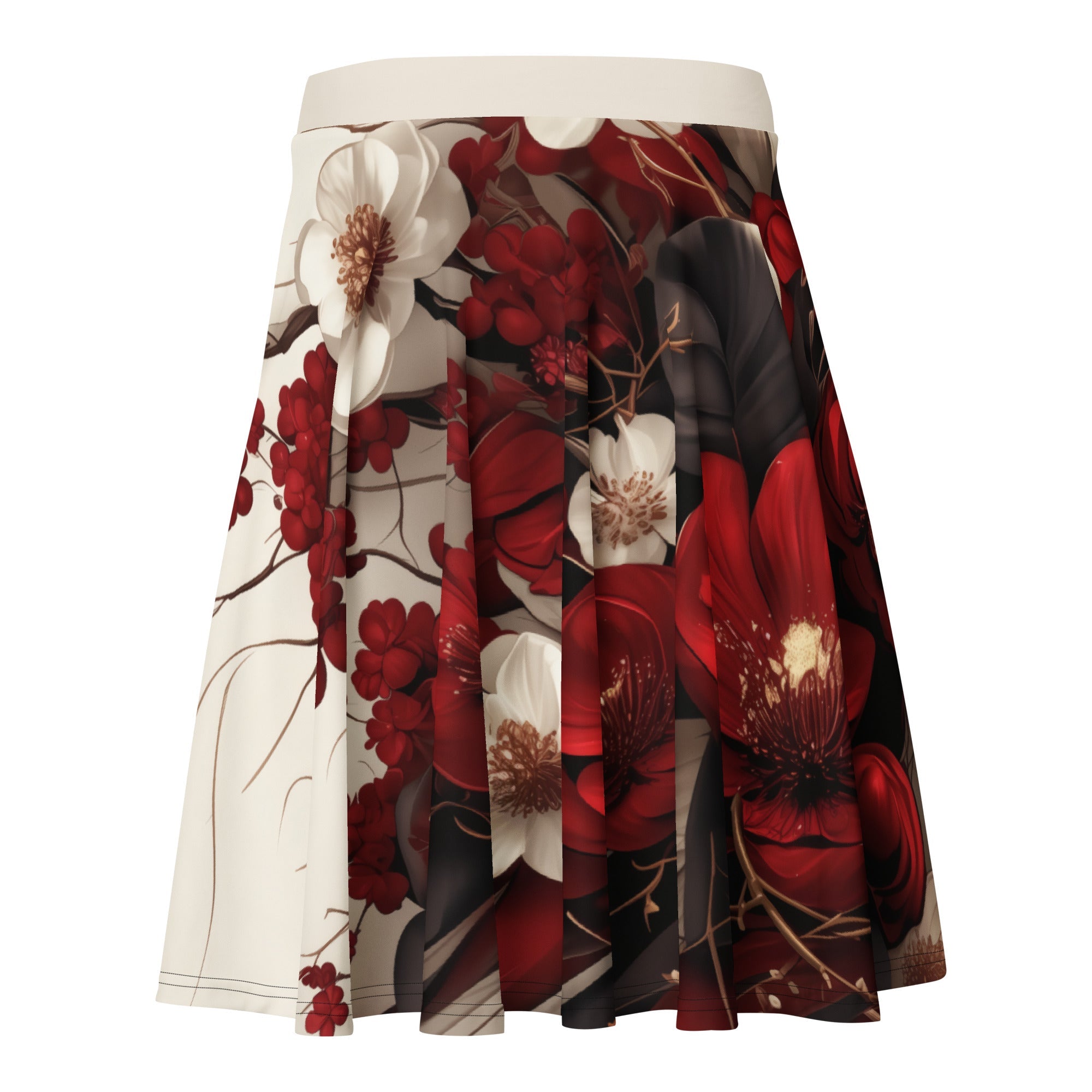 Crimson Porcelain Bloom Skater SkirtSkater SkirtProduct mockup9104460_9606