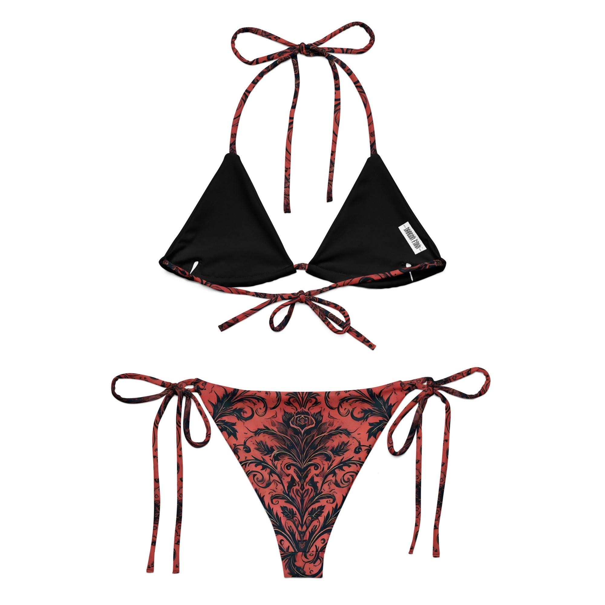 Dark Bloom - Red and Black Floral Eco String BikiniEco String Bikini Set6770051_16553