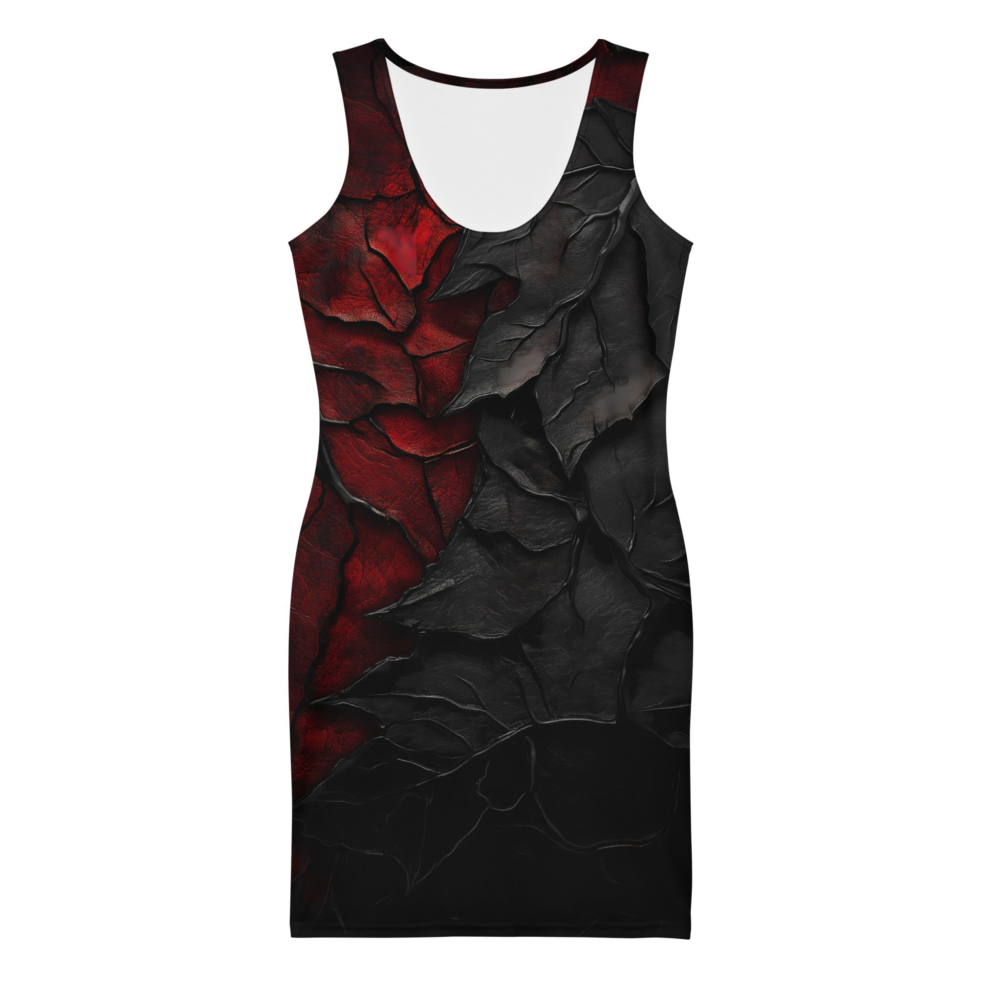 Dark Falls - Bodycon Dress - Bodycon Dress - DRAGON FOXX™ - Product mockup - 9986850_7788 - XS - Floral - Black and Red - Bodycon Dress - Bodycon Dress - Dark Falls