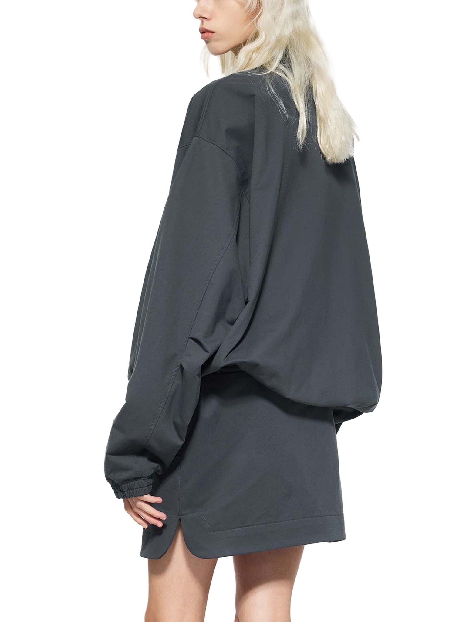 Dark Gray Stand Collar Bomber JacketDark Gray Stand Collar Bomber Jacket251024PODQX1038001