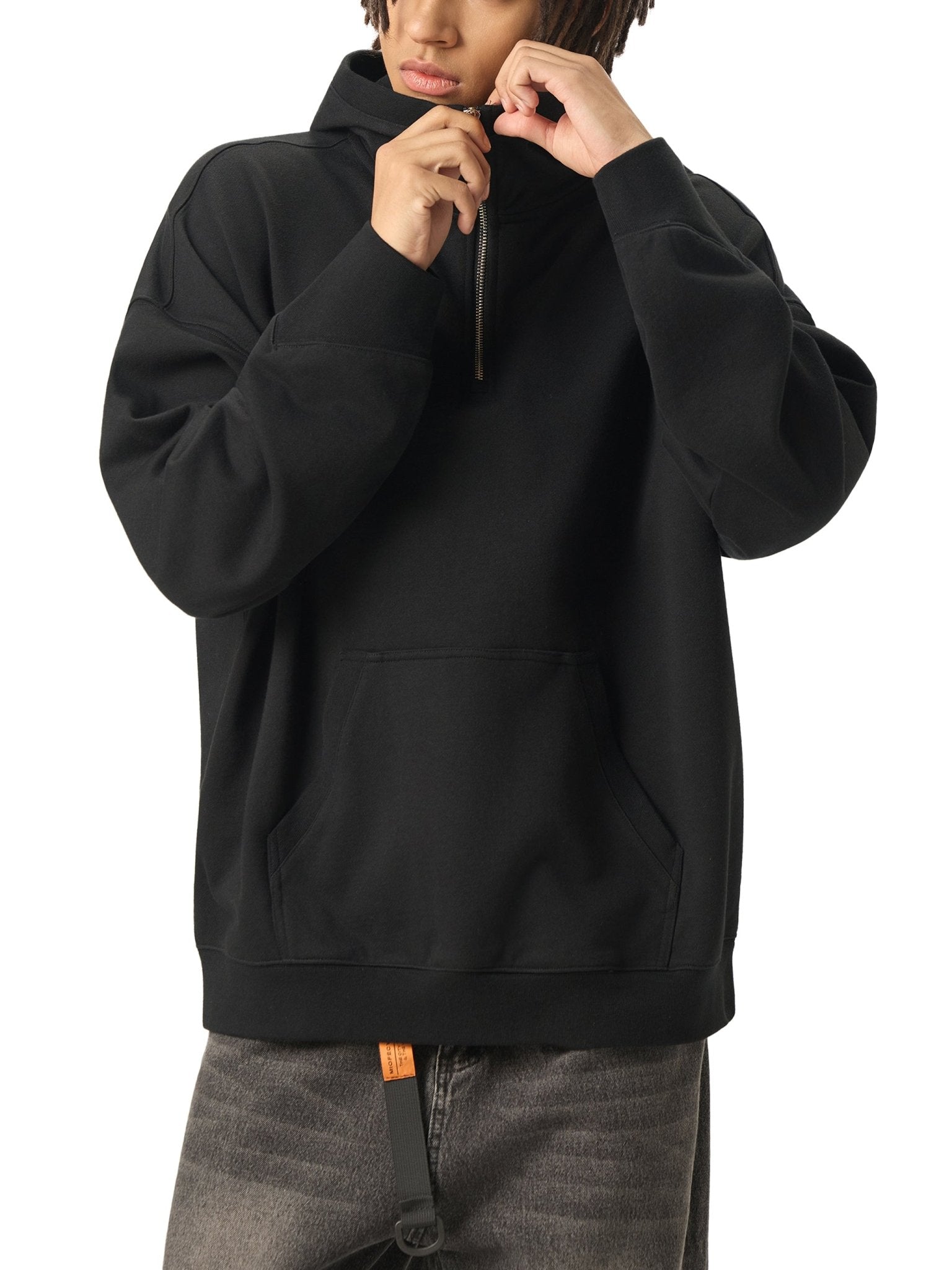 DF Black Big Hood Half - Zip Fleece HoodieBig Hood Half - Zip Fleece HoodieDF Black Big Hood Half - Zip Fleece Hoodie250901PODRB0881001