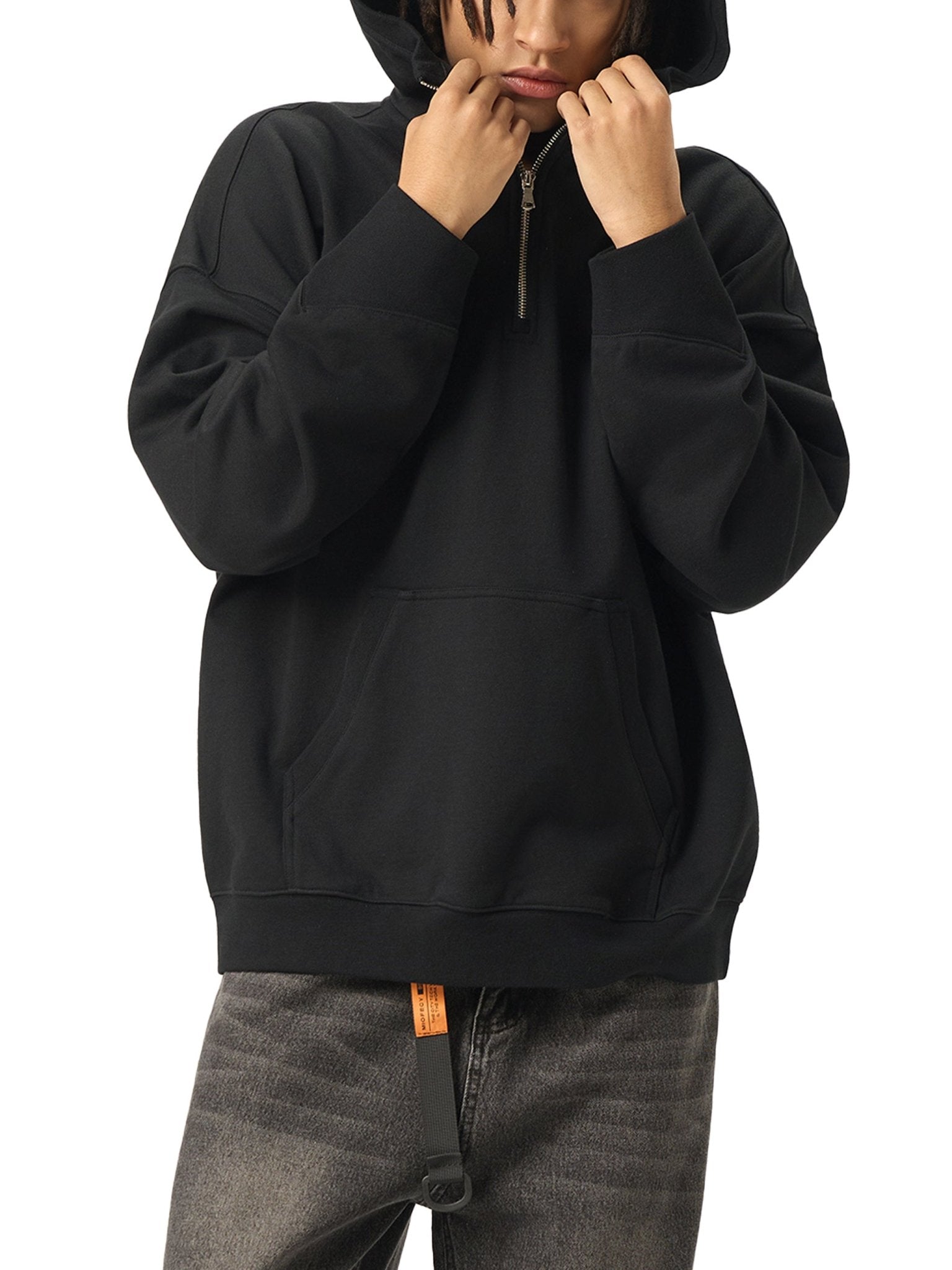 DF Black Big Hood Half - Zip Fleece HoodieBig Hood Half - Zip Fleece HoodieDF Black Big Hood Half - Zip Fleece Hoodie250901PODRB0881001