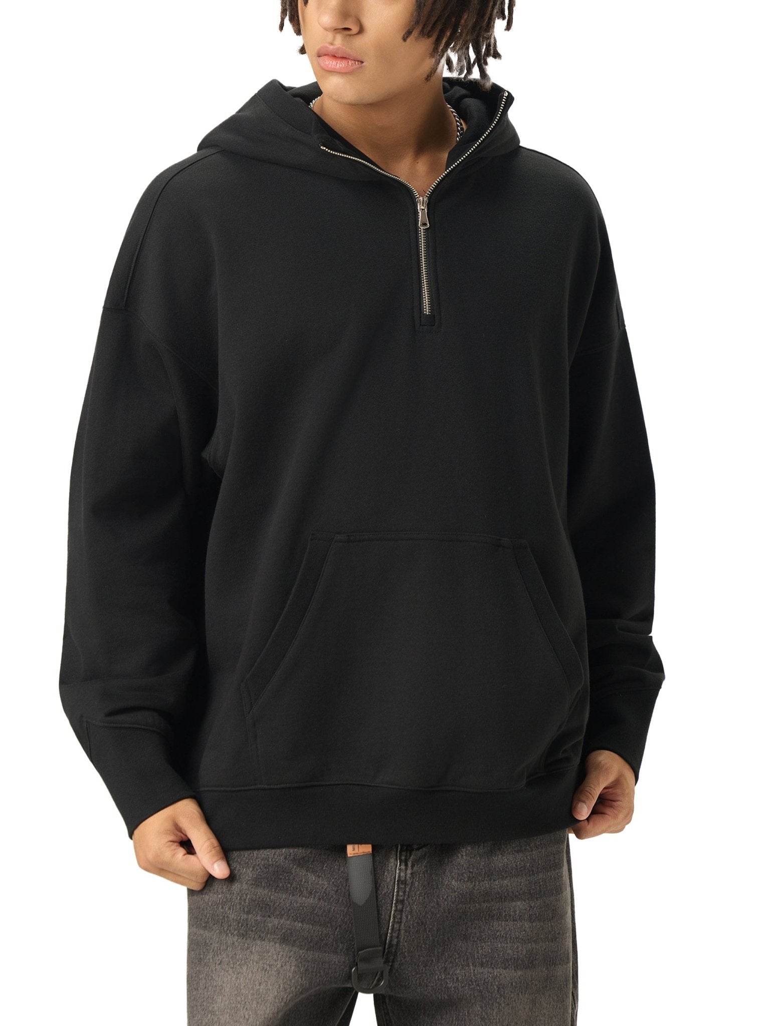 DF Black Big Hood Half - Zip Fleece HoodieBig Hood Half - Zip Fleece HoodieDF Black Big Hood Half - Zip Fleece Hoodie250901PODRB0881001