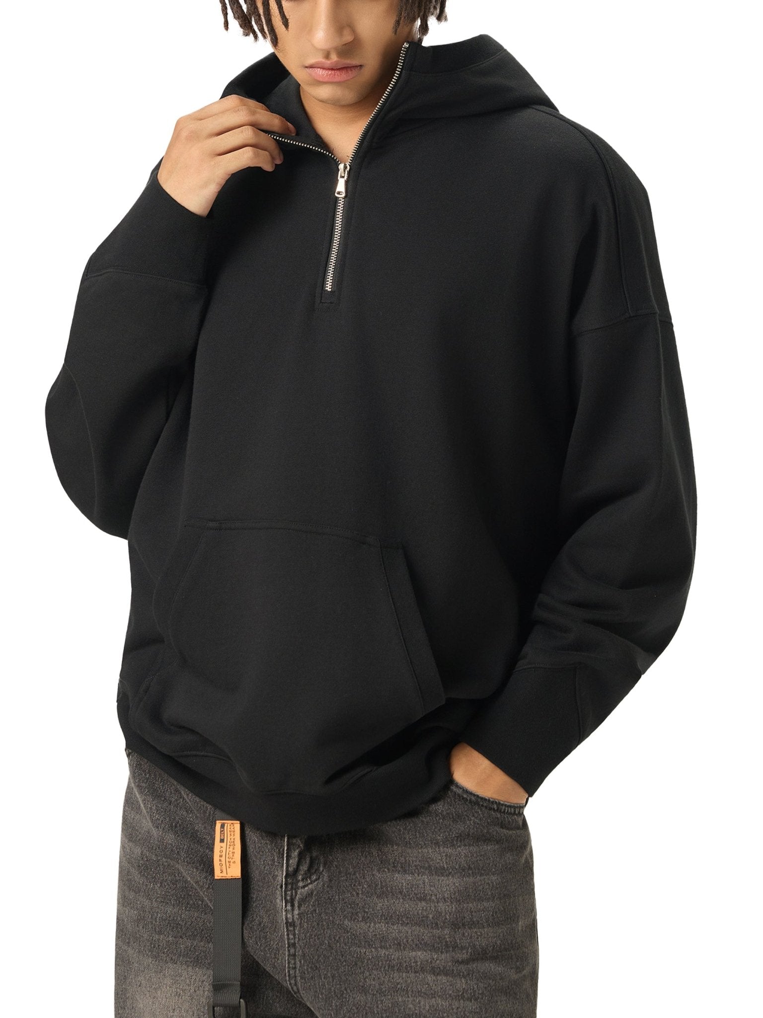 DF Black Big Hood Half - Zip Fleece HoodieBig Hood Half - Zip Fleece HoodieDF Black Big Hood Half - Zip Fleece Hoodie250901PODRB0881001
