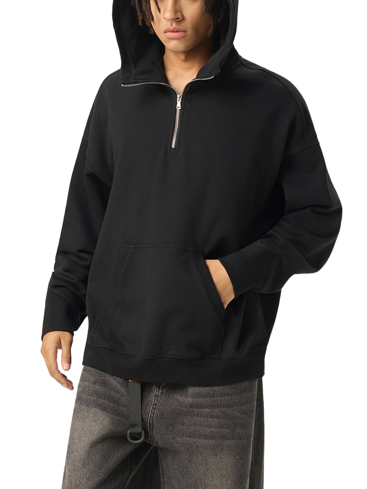 DF Black Big Hood Half - Zip Fleece HoodieBig Hood Half - Zip Fleece HoodieDF Black Big Hood Half - Zip Fleece Hoodie250901PODRB0881001