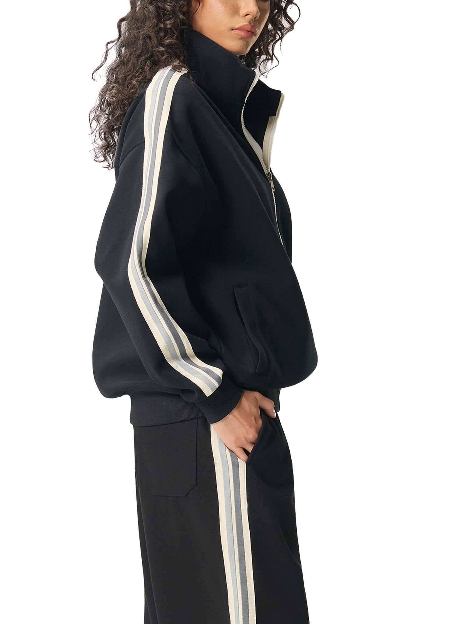 DF Black Contrast Side - Stripe Stand Collar JacketContrast Side - Stripe Stand Collar JacketDF Black Contrast Side - Stripe Stand Collar Jacket251005PODQX1574001
