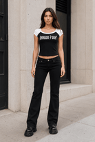DF Black with White Women's Color Block Raglan Baby T-ShirtDF Black with White Women's Color Block Raglan Baby T-Shirt260507PODAA1217001