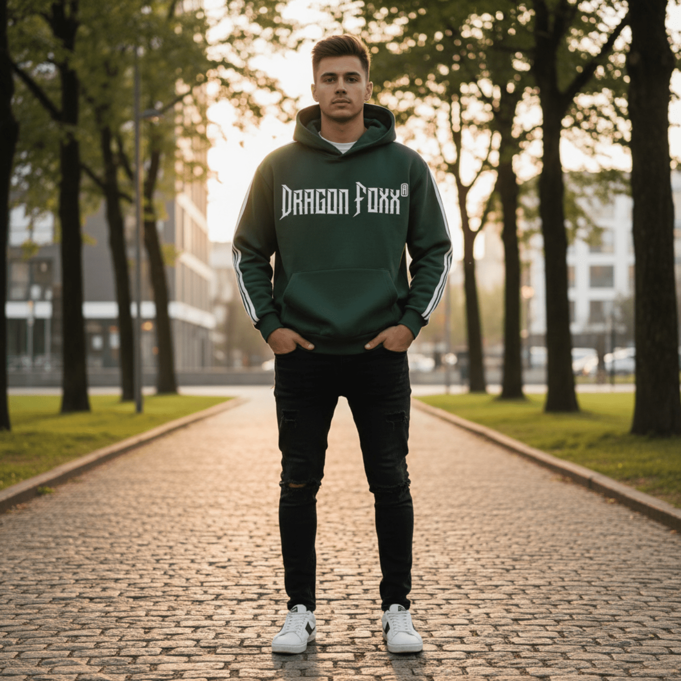 DF Blackish Green Side Stripe Drop - Shoulder HoodieSide Stripe Drop - Shoulder HoodieDF Blackish Green Side Stripe Drop - Shoulder Hoodie260425PODRB2211001