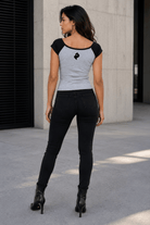 DF Flower Gray with Black Women's Color Block Raglan Baby T-ShirtColor Block Raglan Baby T-ShirtDF Flower Gray with Black Women's Color Block Raglan Baby T-Shirt260507PODAA1654001