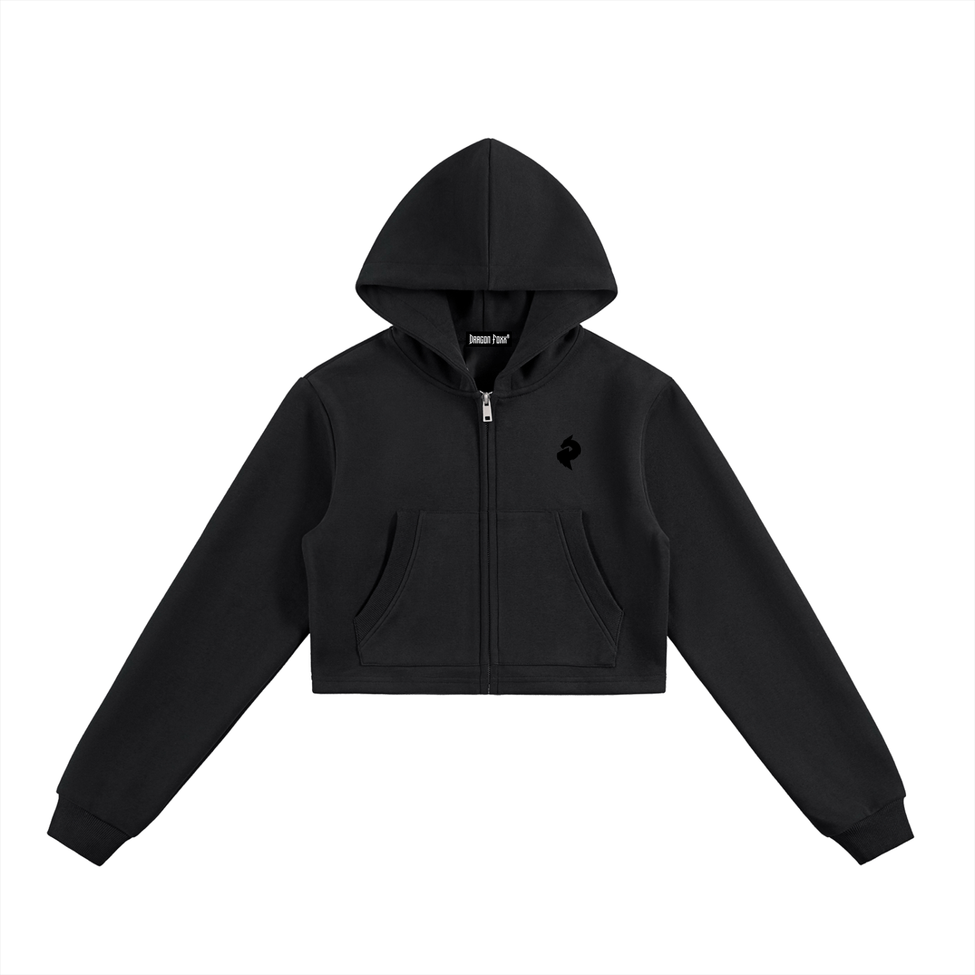 DF Women's Black Essential Cropped Zip - Up HoodieEssential Cropped Zip - Up HoodieDF Women's Black Essential Cropped Zip - Up Hoodie251005PODUA0735001