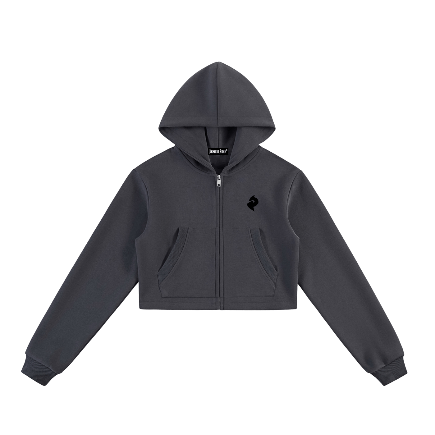DF Women's Charcoal Gray Essential Cropped Zip - Up HoodieEssential Cropped Zip - Up HoodieDF Women's Charcoal Gray Essential Cropped Zip - Up Hoodie251005PODUA0845001