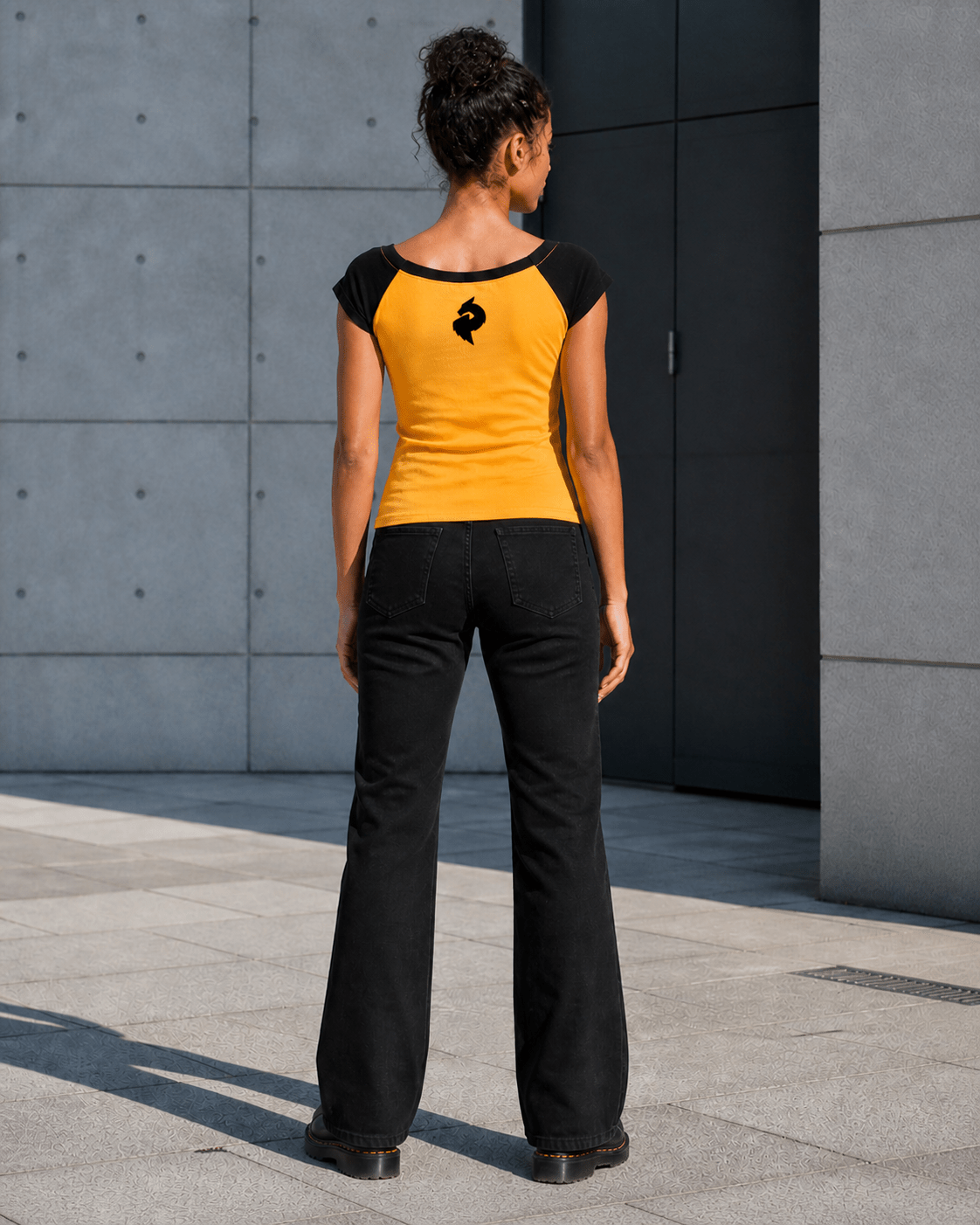 DF Yellow with Black Women's Color Block Raglan Baby T-ShirtColor Block Raglan Baby T-ShirtDF Yellow with Black Women's Color Block Raglan Baby T-Shirt260506PODAA1697001