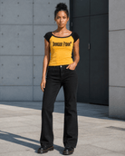 DF Yellow with Black Women's Color Block Raglan Baby T-ShirtColor Block Raglan Baby T-ShirtDF Yellow with Black Women's Color Block Raglan Baby T-Shirt260506PODAA1697001