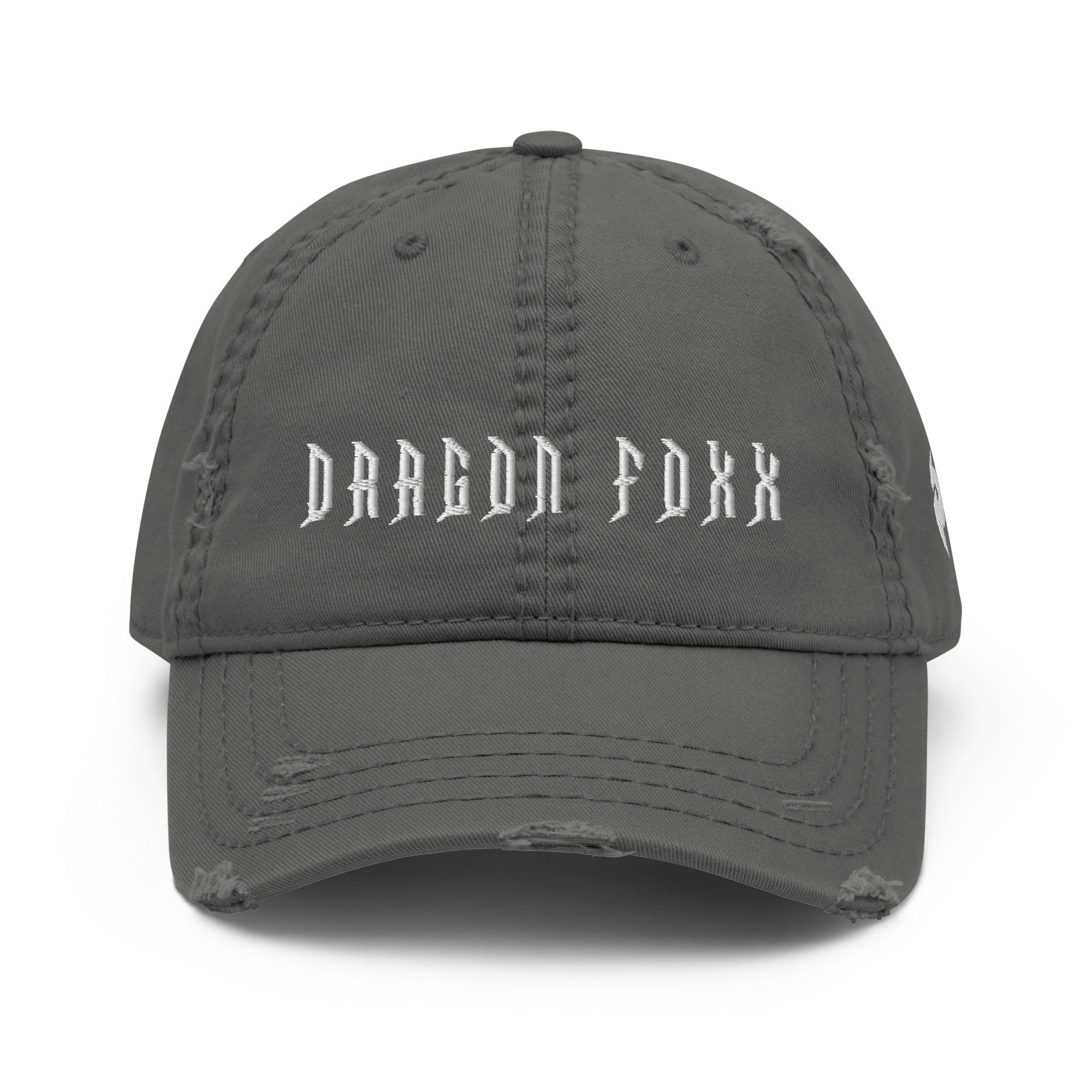 Distressed Dad Hats - White Embroidered - Distressed Dad Hat - DRAGON FOXX™ - Distressed Dad Hats - White Embroidered - 7823977_10992 - Charcoal Grey - Distressed - One size - Accessories - Black Distressed Hat - Charcoal Grey Distressed Hat