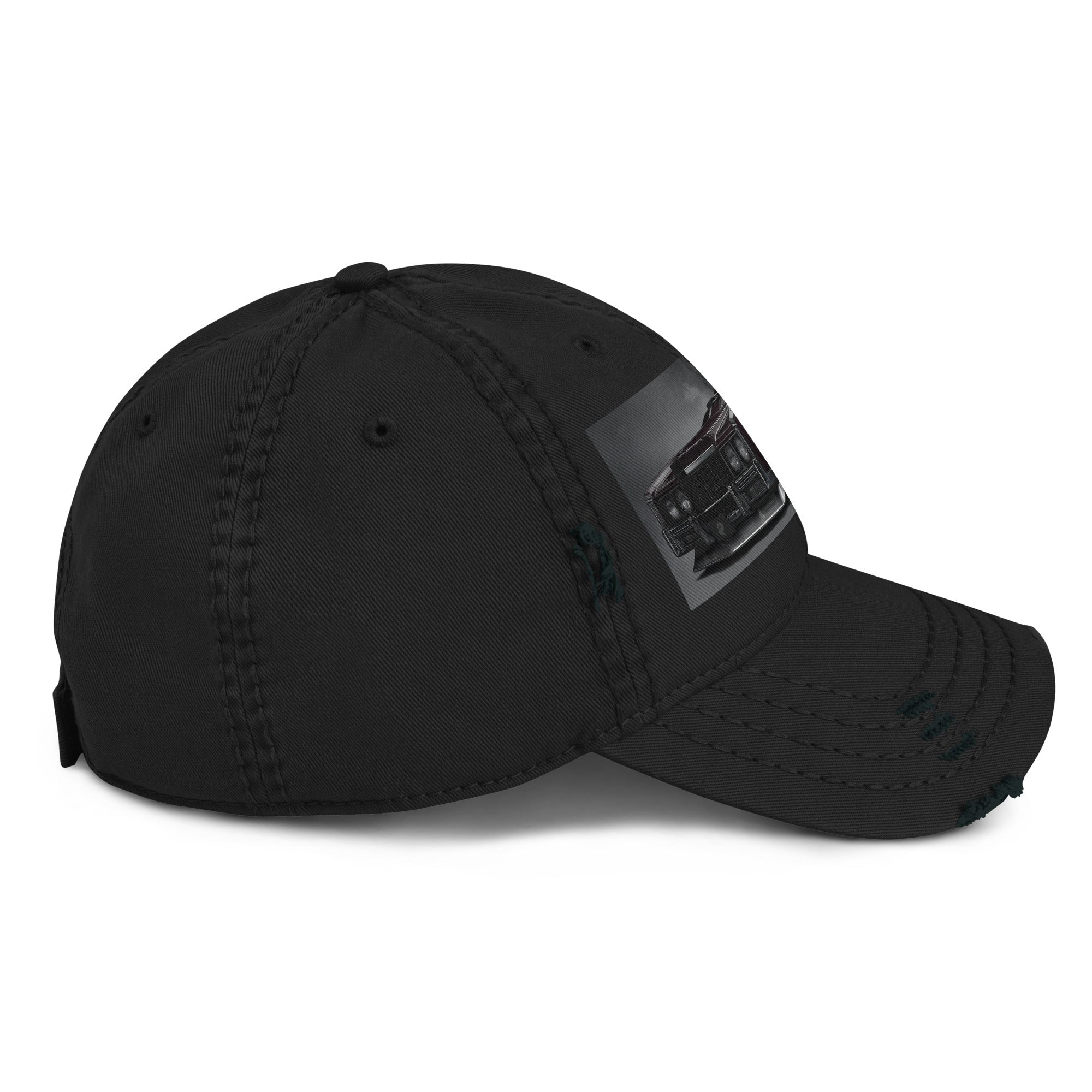 Grimspire Grand Coupe Black Distressed Dad HatDistressed Dad HatProduct mockup4883944_10990
