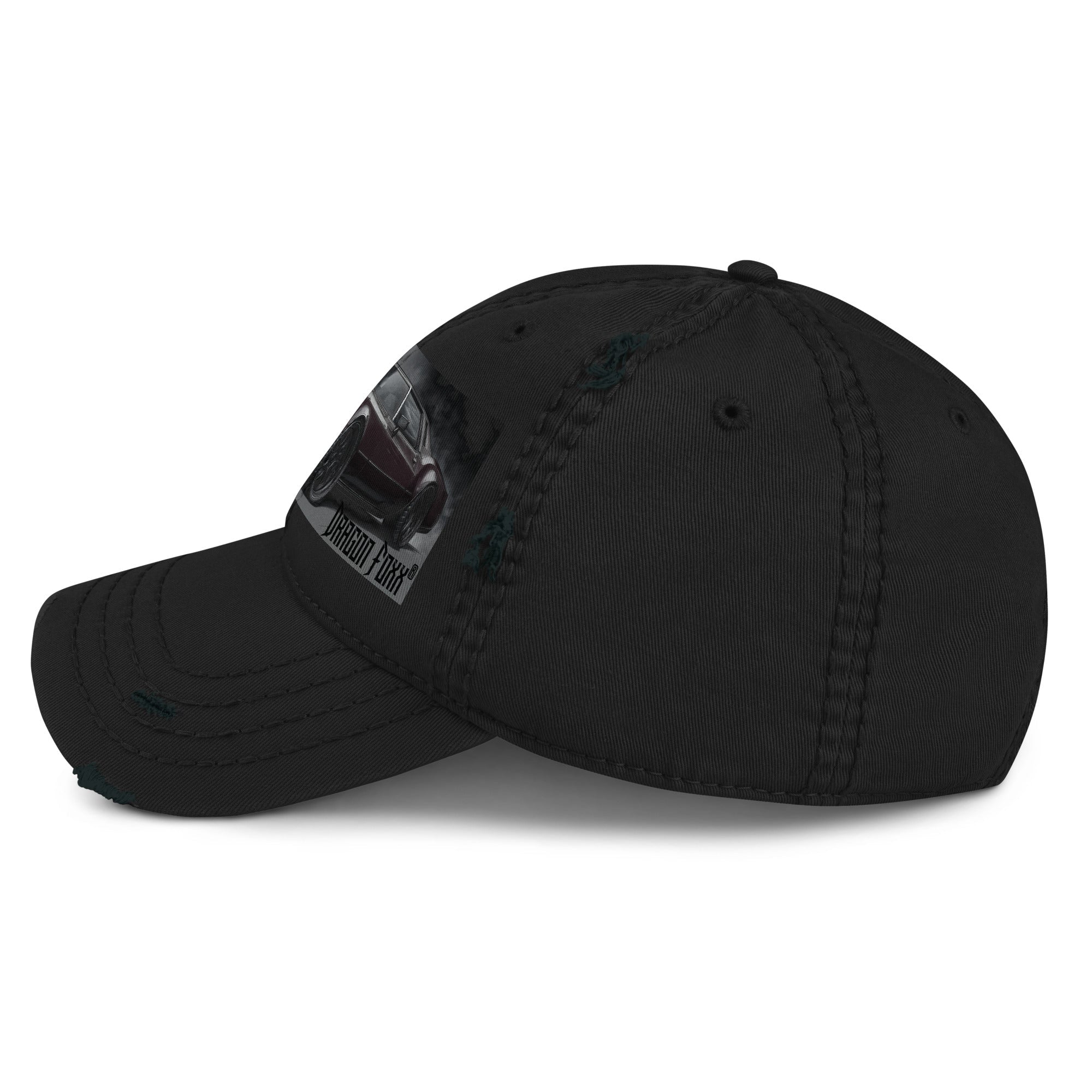 Grimspire Grand Coupe Black Distressed Dad HatDistressed Dad HatProduct mockup4883944_10990