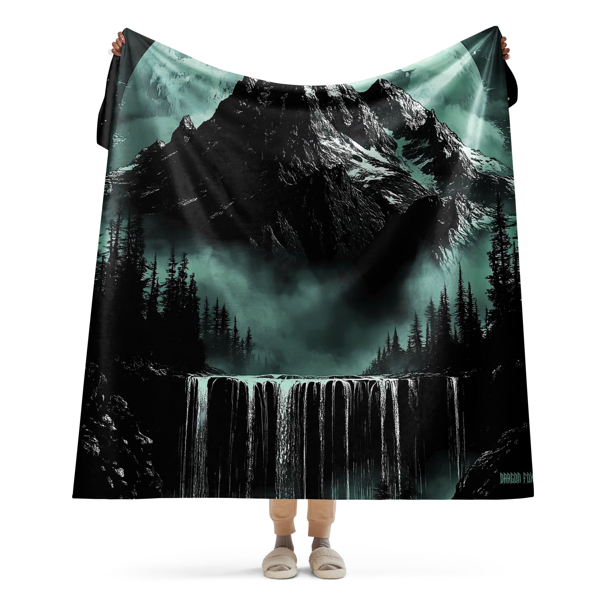 Illyrion - Sherpa Blanket - Sherpa Blanket - DRAGON FOXX™ - Product mockup - 8703004_17449 - Scenery Art - Sherpa Blanket - 60" by 80" Throw Blanket - 60″×80″ Sherpa Blanket - Accessories