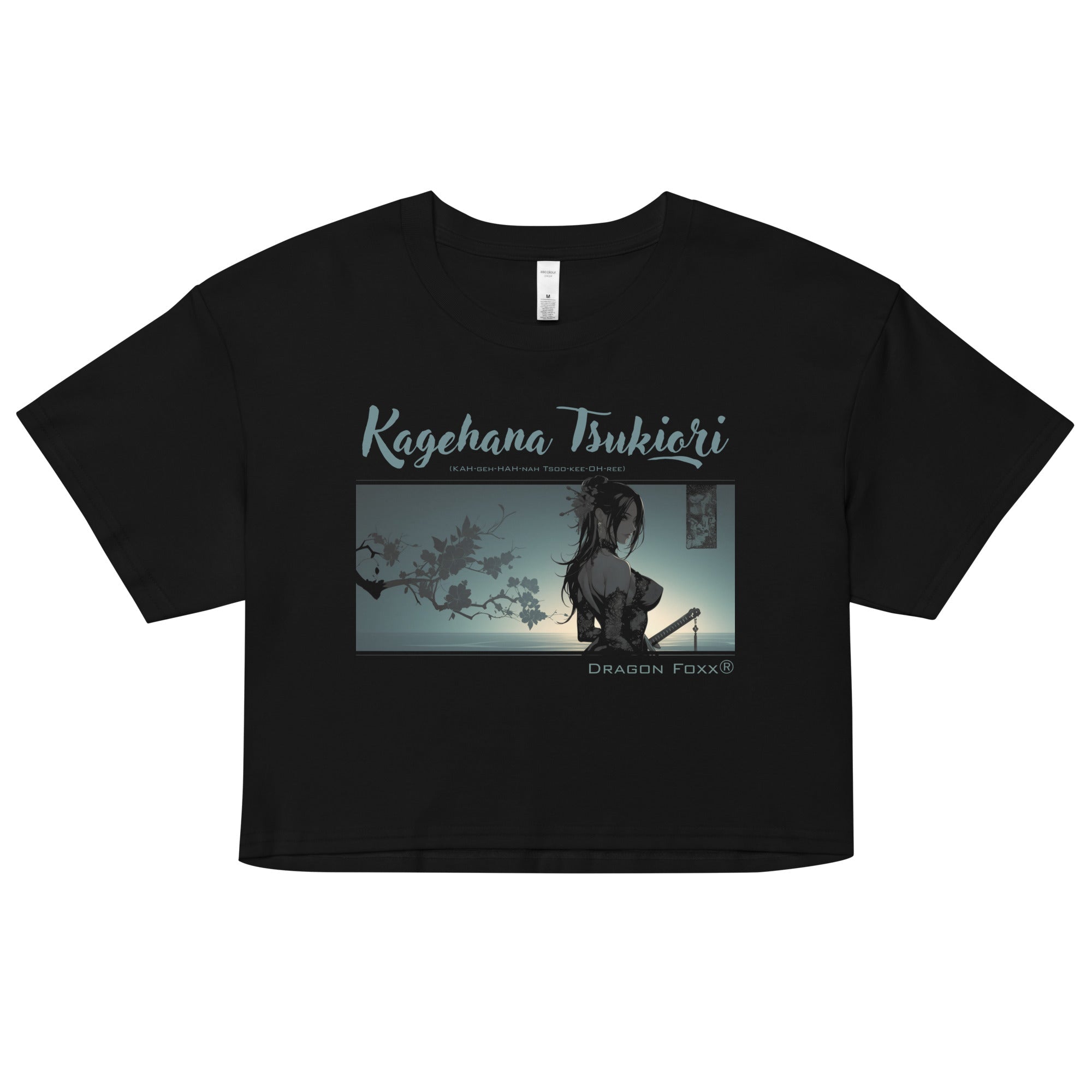 Kagehana Tsukiori Women’s Black Crop TopCrop Top TeeProduct mockup7396559_16094