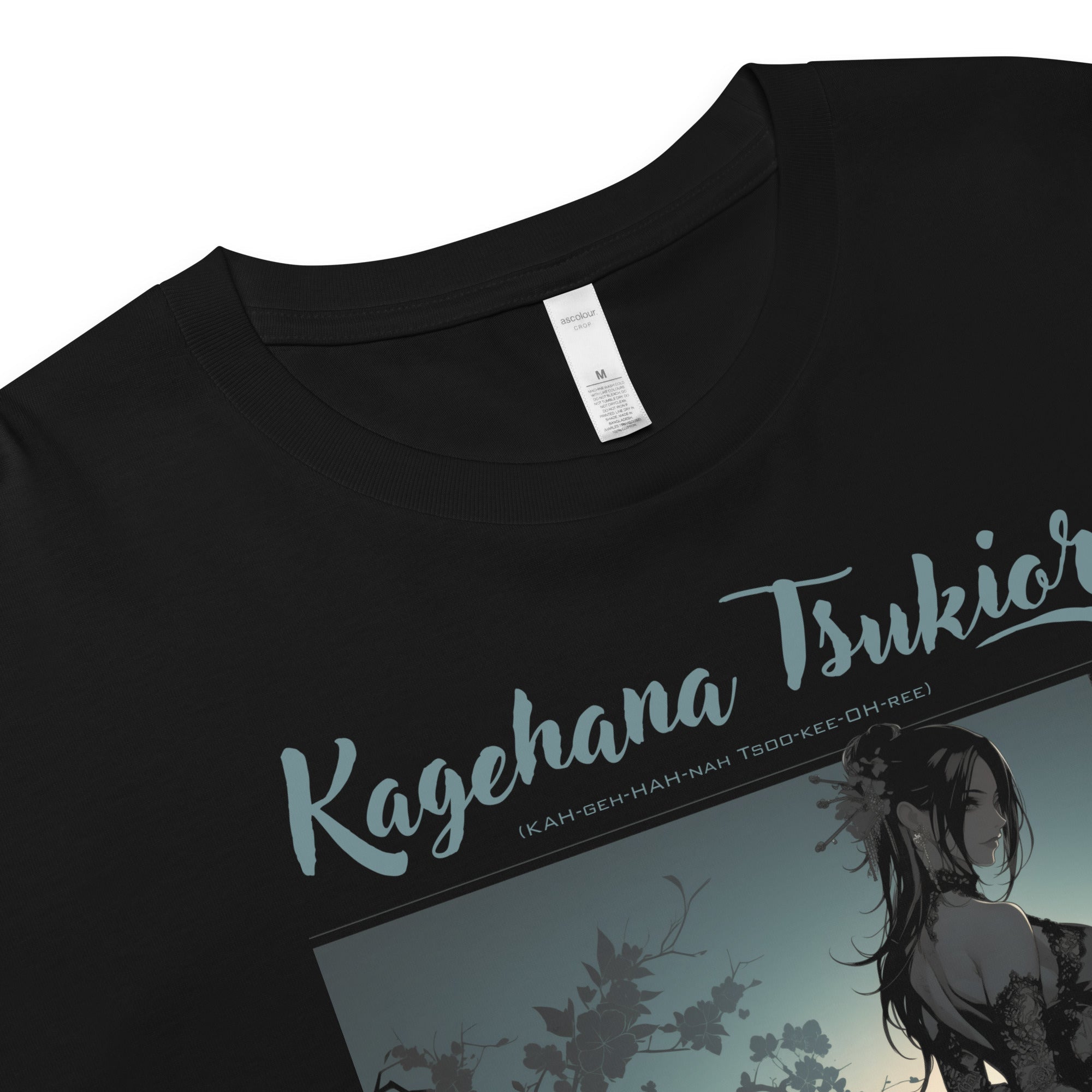 Kagehana Tsukiori Women’s Black Crop TopCrop Top TeeProduct mockup7396559_16094